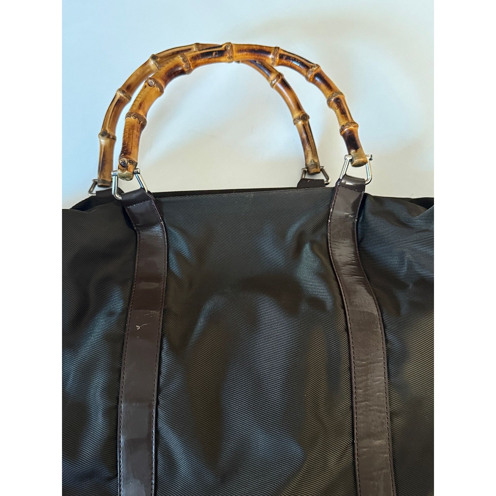 Gucci GUCCI Bamboo Tote Bag Nylon Leather Black Size ONE SIZE - 3 Thumbnail