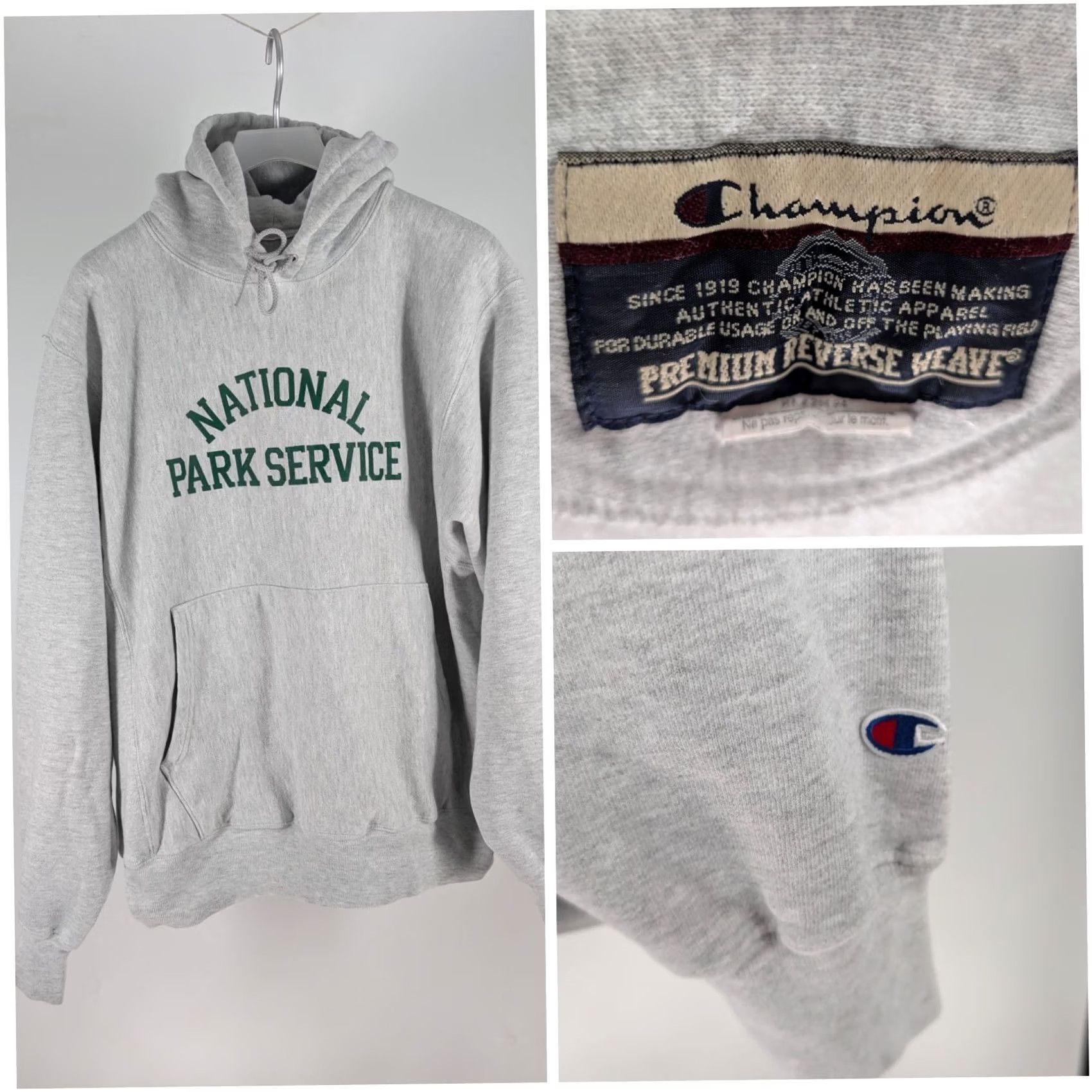 Champion VINTAGE Champion Reverse Weave National Park Service Hoodie Grey M Mens Pullover 22x26 Size US M / EU 48-50 / 2 - 2 Thumbnail