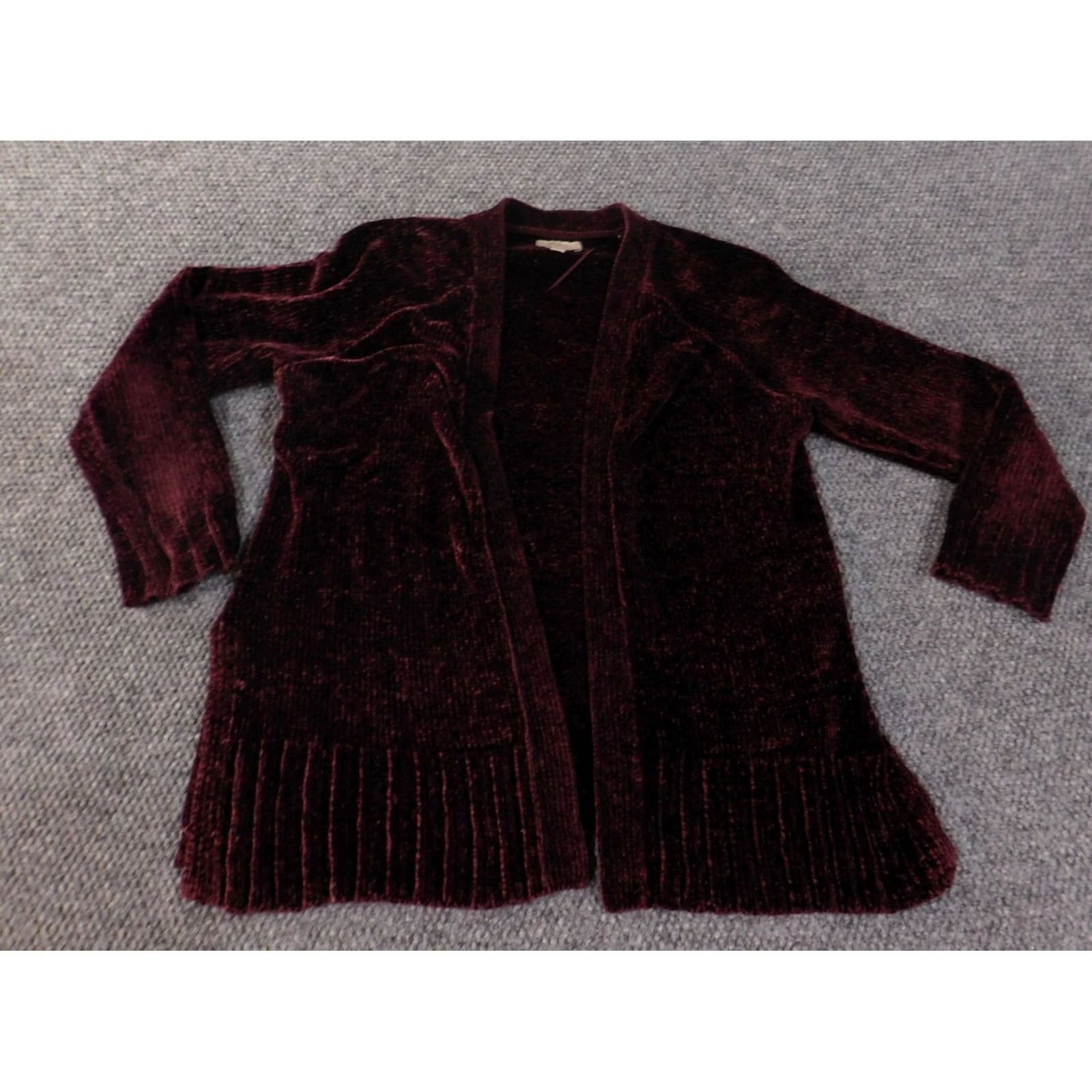 Loft LOFT Cardigan Sweater Purple Petite Medium Womens Mock Neck Long Sleeve Open Button Knit Polyester Regular 3-Button Size M / US 6-8 / IT 42-44 - 2 Thumbnail