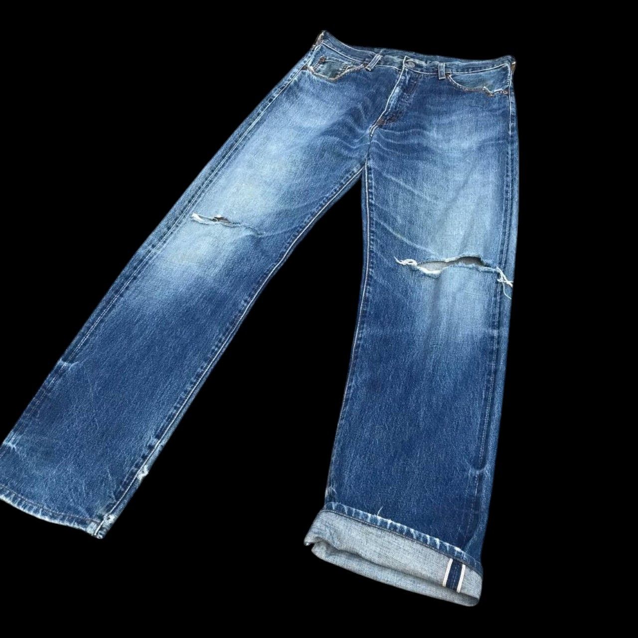 Levi's VINTAGE 1990s LEVIS 502 SELVEDGED DISTRESSED KURT COBAIN Size US 33 - 7 Thumbnail