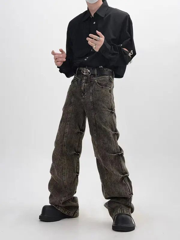 VIBE Vintage washed distressed micro-flared high-waisted jeans Size US 34 / EU 50 - 4 Thumbnail