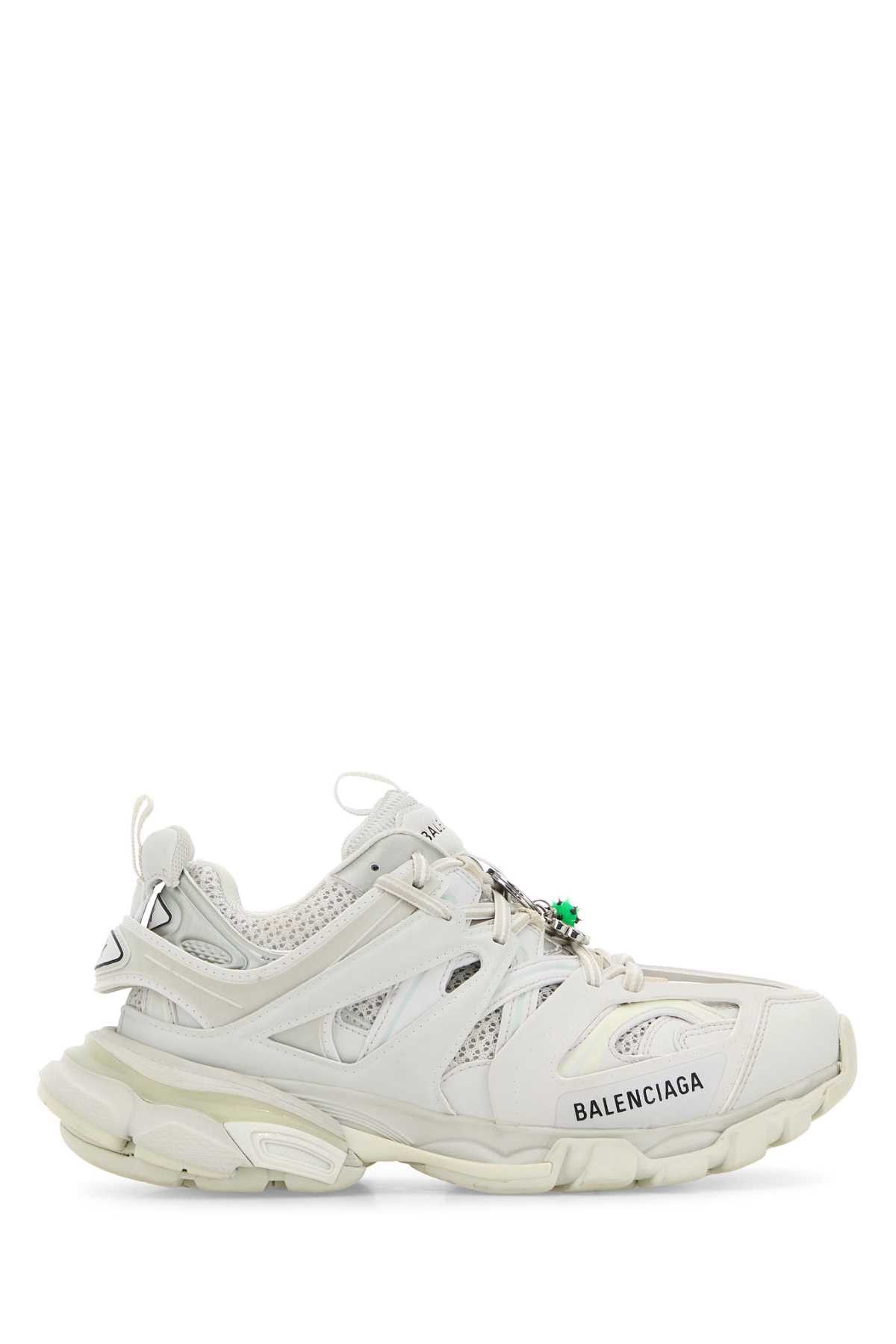 White Mesh And Rubber Track Sneakers