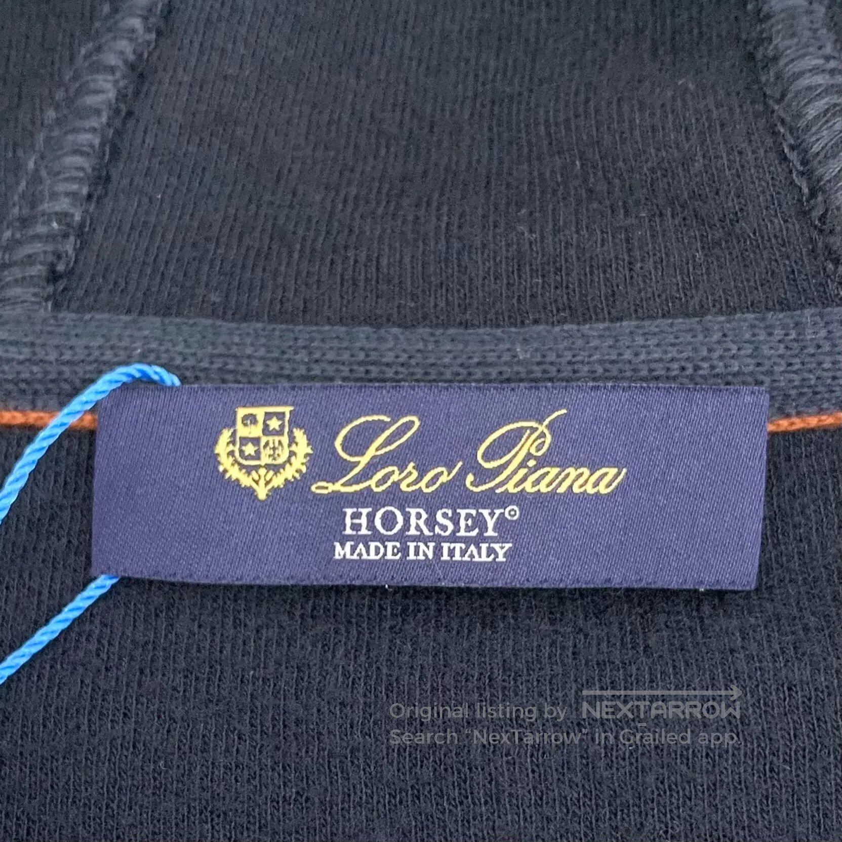 Loro Piana LORO PIANA Navy Blue Logo Embroidered Cotton Hooded Drawst Size US M / EU 48-50 / 2 - 6 Thumbnail