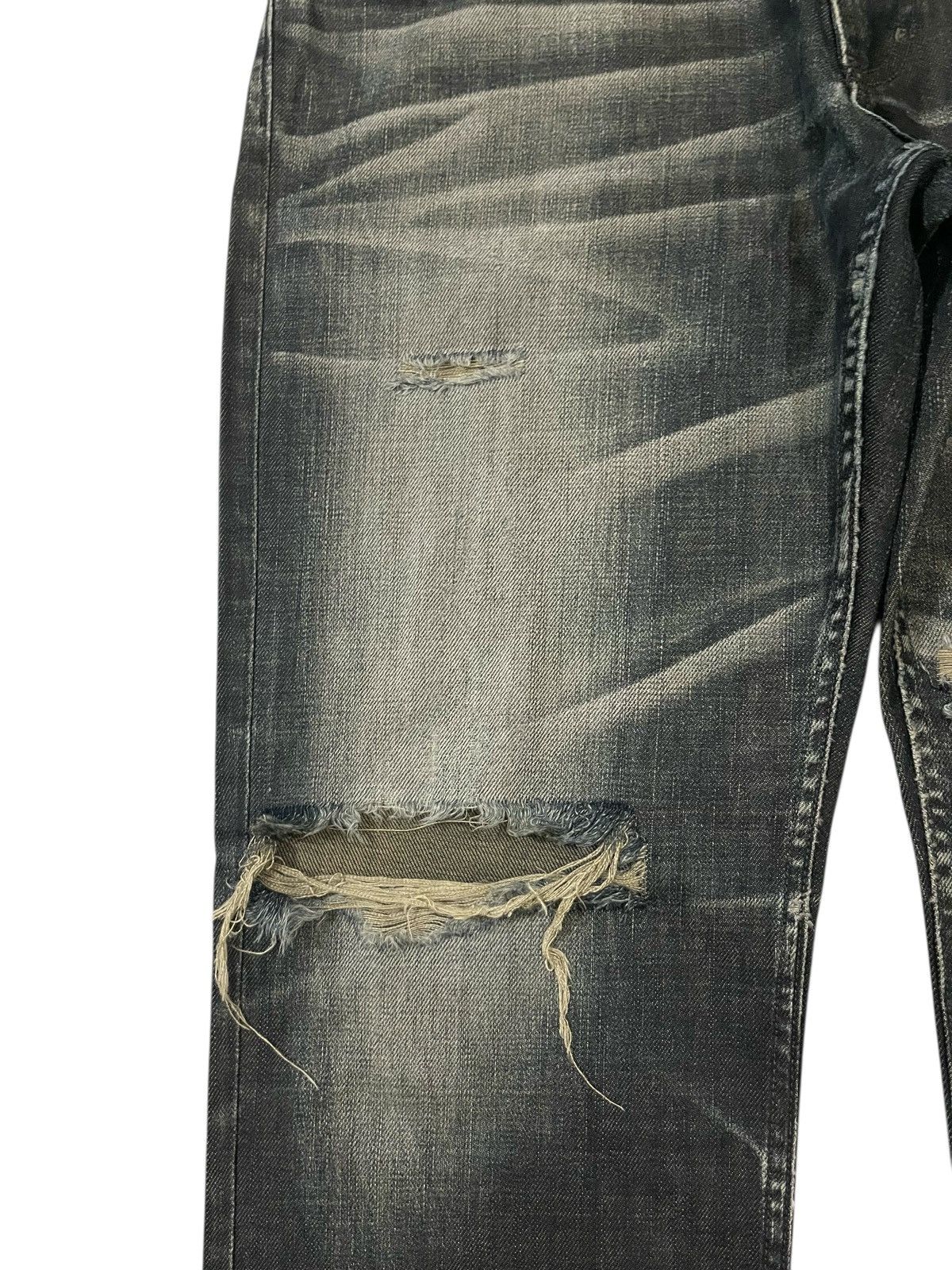 Black Label Japan BACK NUMBER BLACK LABEL Washed Distressed Jeans Denim Size US 35 - 5 Thumbnail
