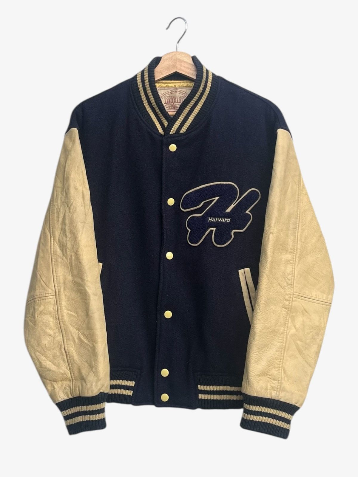 Vintage 90s Harvard Wool Letterman Jacket Leather Sleeves Size US L / EU 52-54 / 3 - 2 Thumbnail
