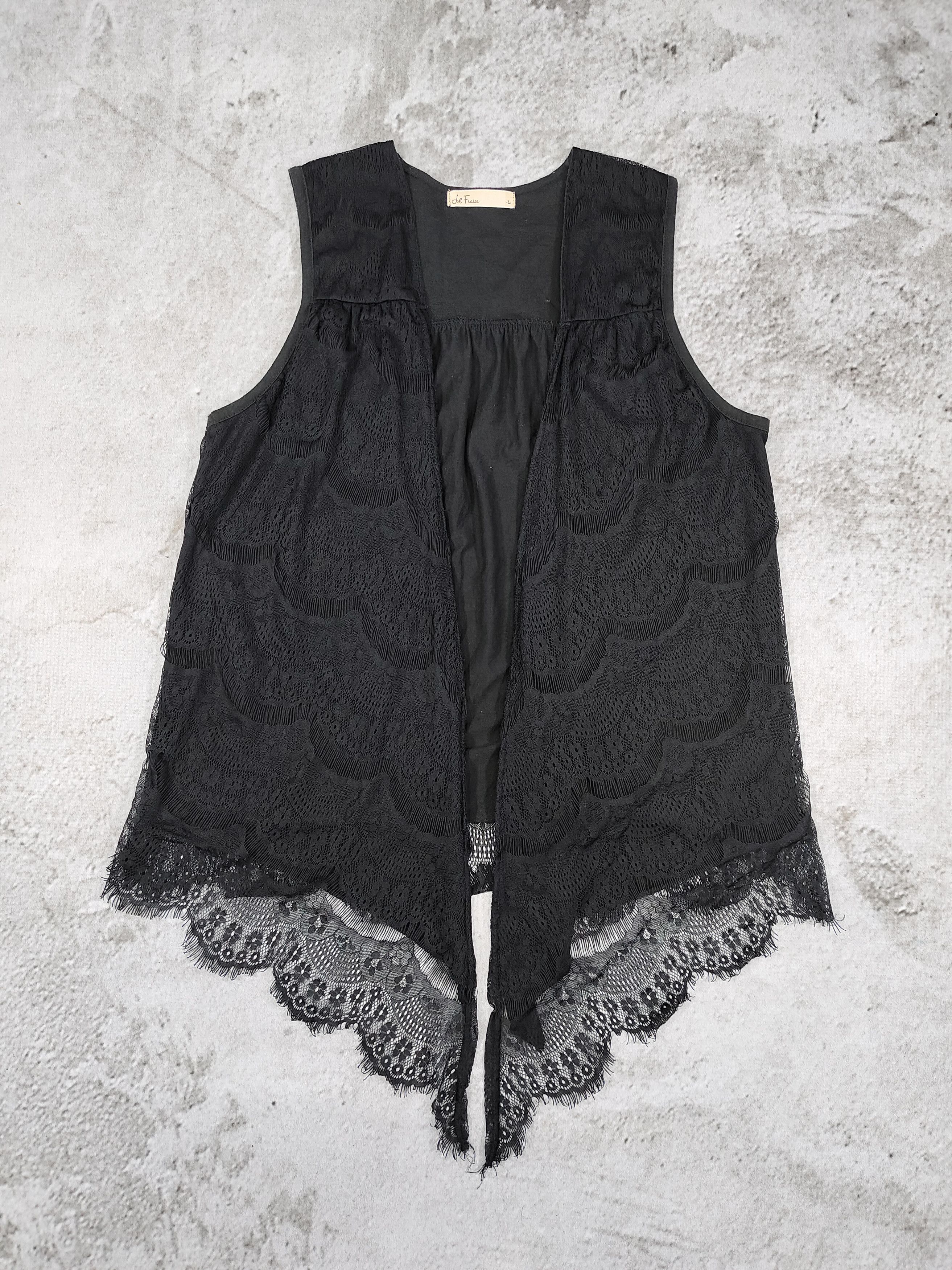 Japanese Brand Le Fraise🇯🇵 Gothic Boho Mori Lace Asymmetric Layered Vest Size L / US 10 / IT 46 - 6 Thumbnail