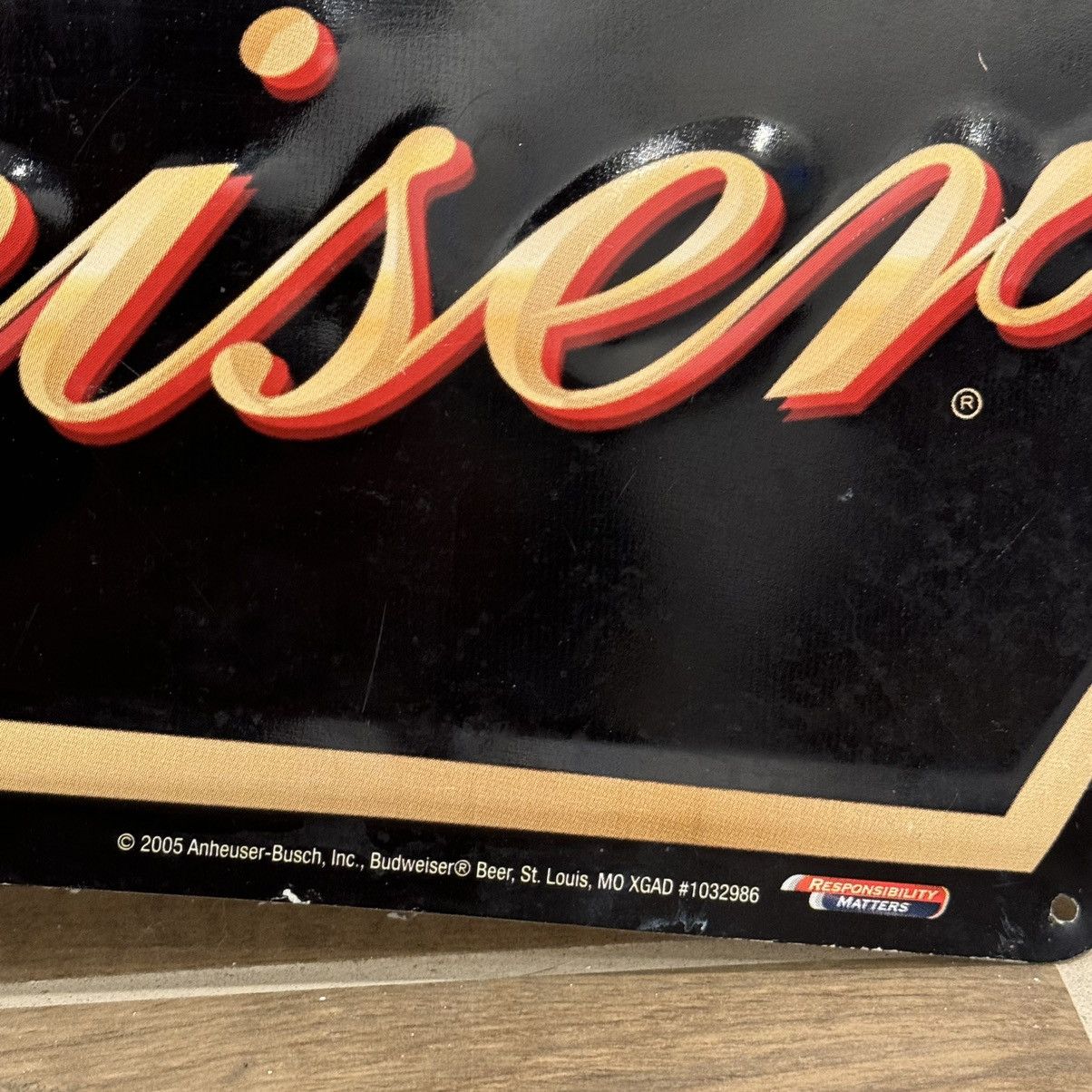 Budweiser × Vintage 2005 Budweiser Bowtie |31x10in| Beer Tin Bar Sign Man Cave Size ONE SIZE - 3 Thumbnail