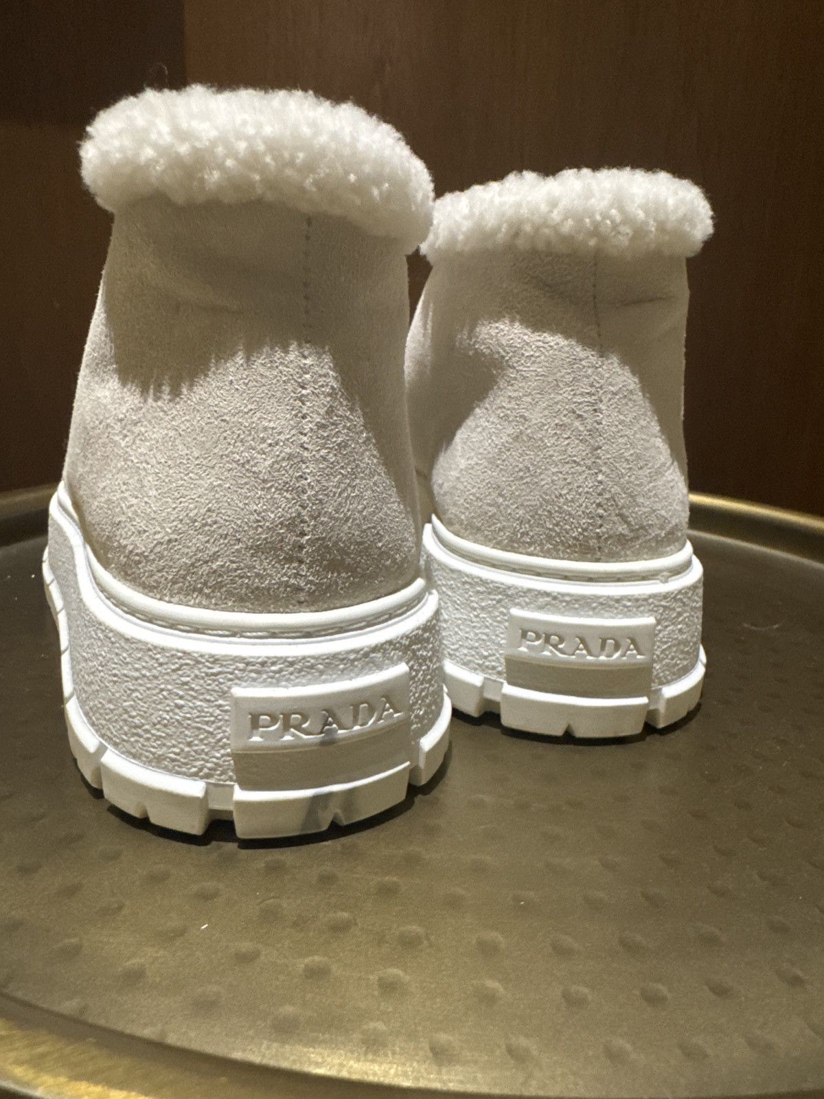 Prada Prada suede platform sneaker boot in chalk white Size US 7.5 / IT 37.5 - 6 Thumbnail