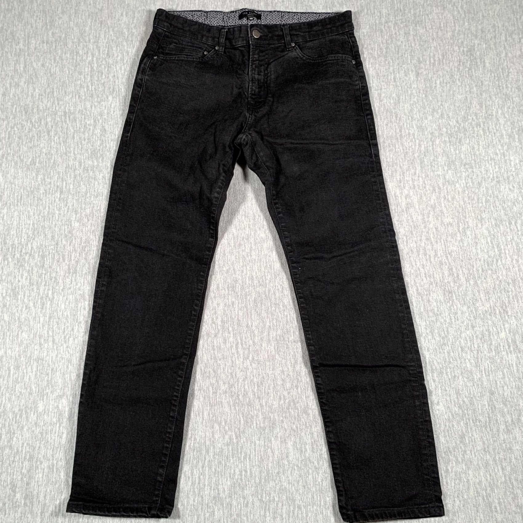 Ted Baker Ted Baker Jeans Mens 32R Black Denim Slim Straight Leg Tapered Regular Inseam 28in 5-Pocket Zip Fly Jeans Mens Black Size US 32 / EU 48 - 2 Thumbnail
