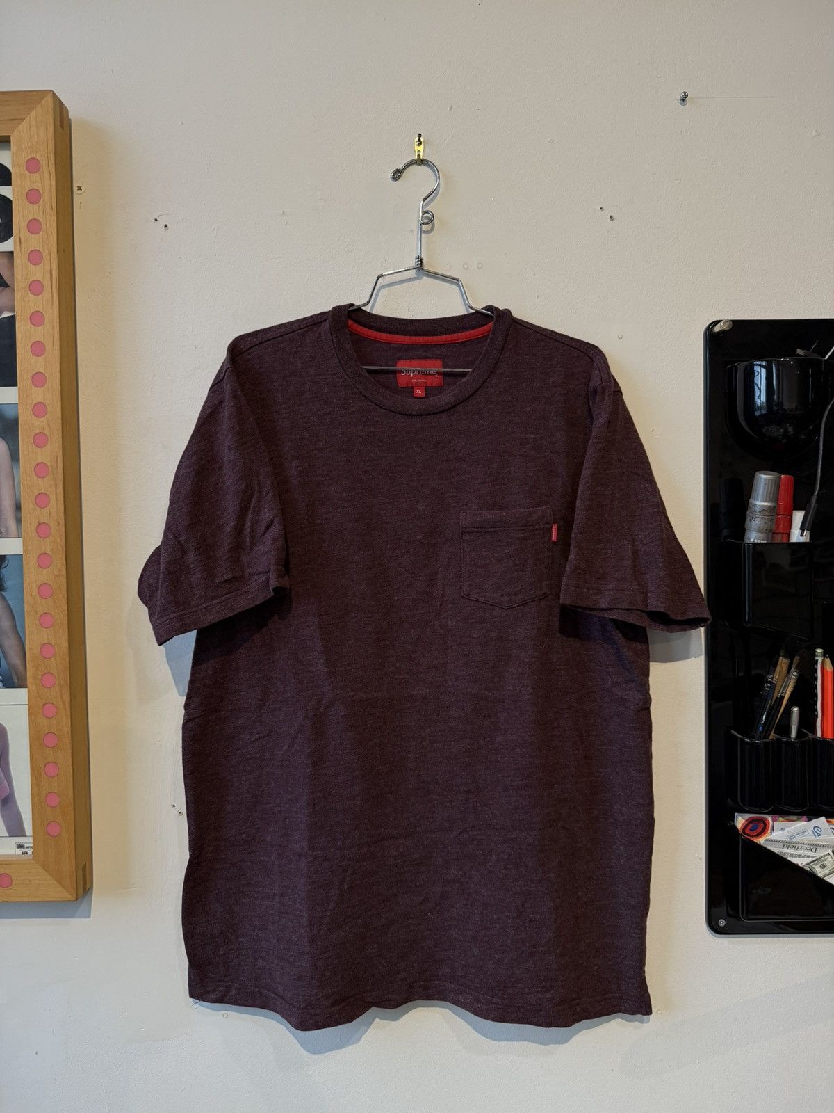 Supreme Purple Burg Heather Supreme Pocket Tee Size US XL / EU 56 / 4 - 1 Thumbnail