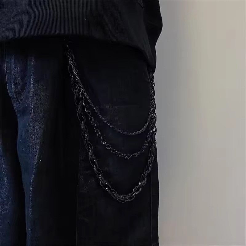Jewelry TRIPLE Layer Matte Black Wallet Chain - Industrial Goth Size ONE SIZE - 5 Thumbnail