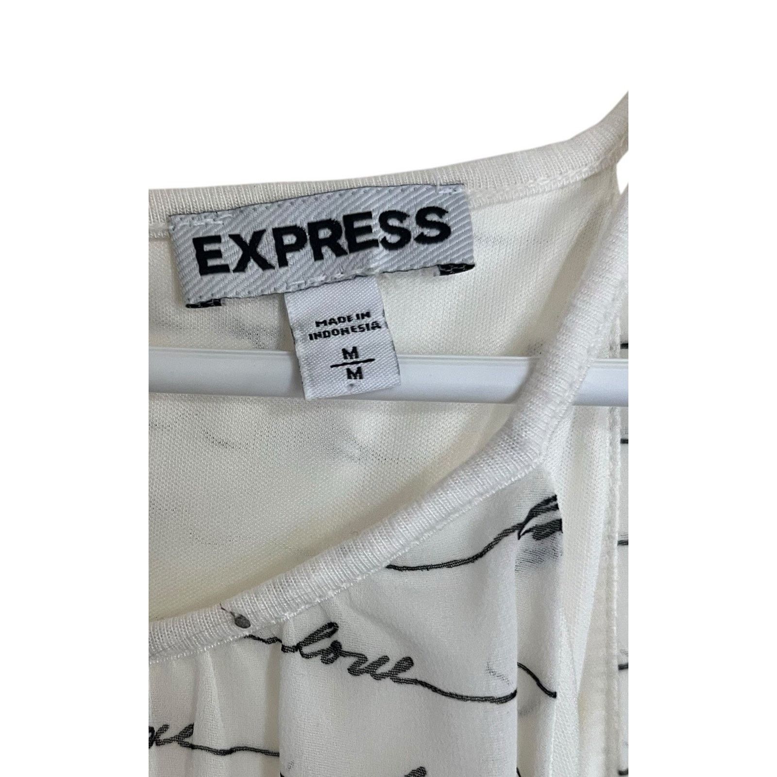 Express Express | Ivory White Halter Tie Back Love Print Top Chiffon Size M / US 6-8 / IT 42-44 - 3 Thumbnail