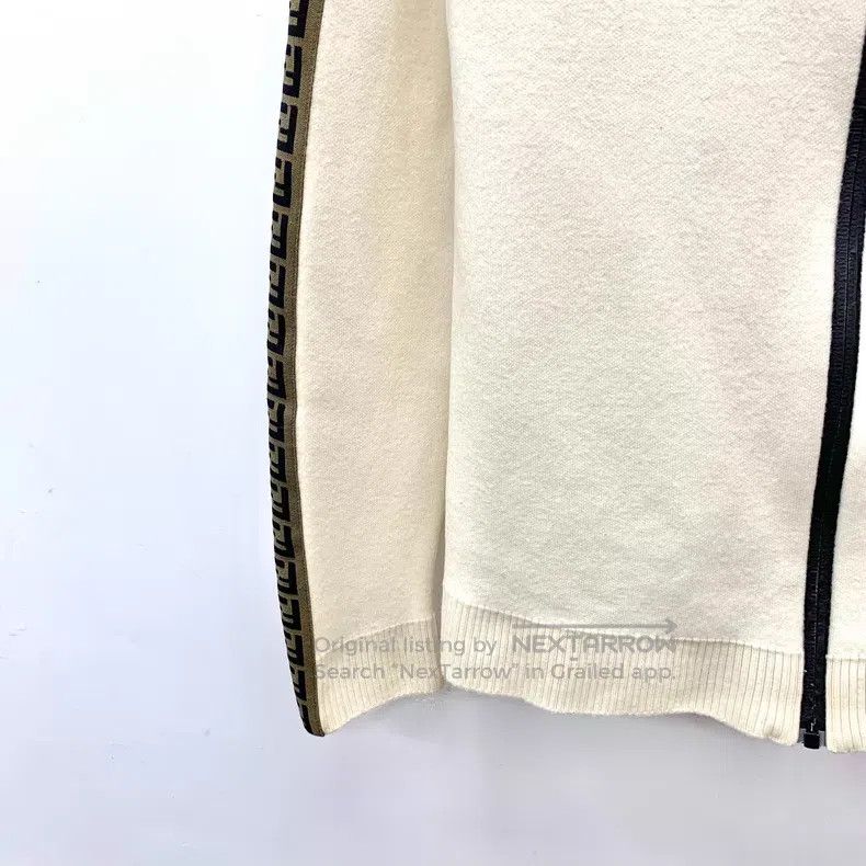 Fendi Fendi Beige Side Logo Striped Wool Zip-Up Hooded Long Slee Size US M / EU 48-50 / 2 - 4 Thumbnail