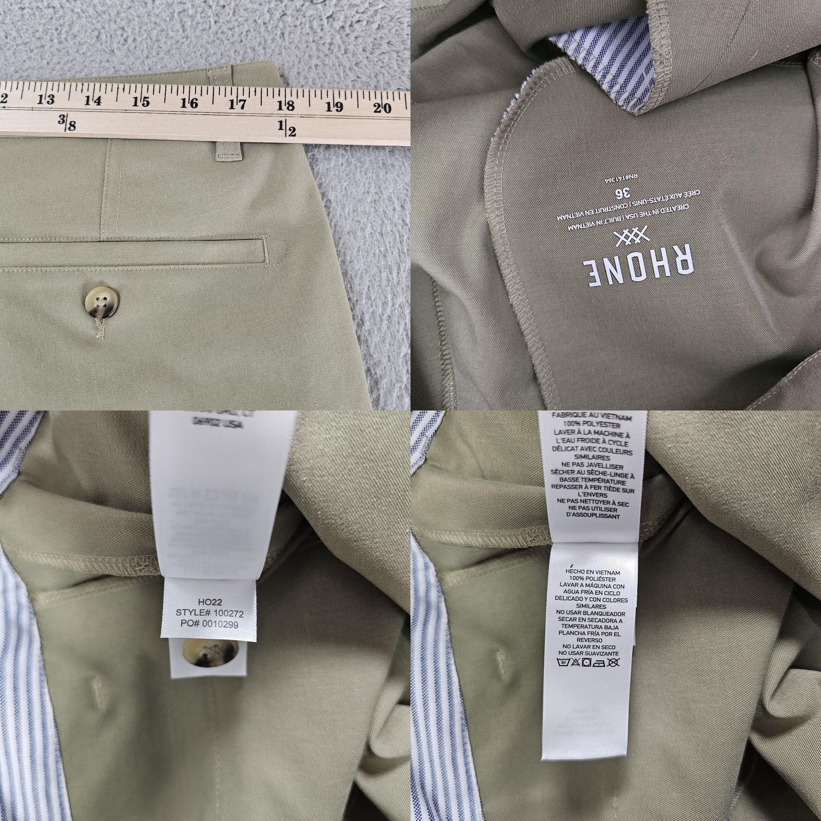 Rhone Rhone Chino Pants Mens 36x27 Beige Performance Stretch Tech Polyester Casual Size US 36 / EU 52 - 8 Thumbnail