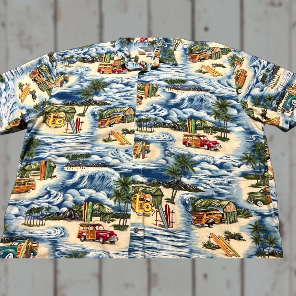 Vintage HIGH SEAS TRADING CO Men’s Surfing Themed Short Sleeve Button Hawaiian Shirt 4XL Blue Surfing Themed Hawaiian Shirt Mens Big & Tall Button-Up 4XL Size US XXL / EU 58 / 5 - 1 Thumbnail