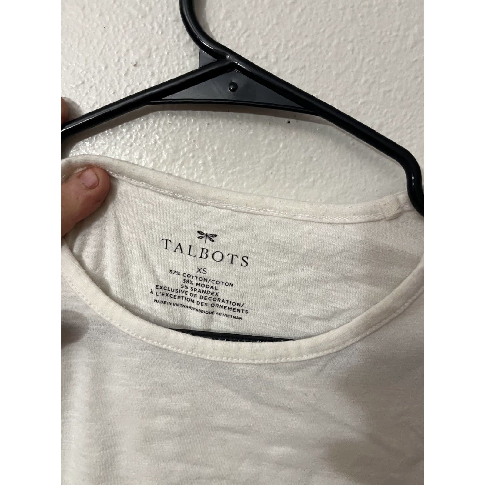 Talbots VINTAGE Talbots Women's Shirt XS White Solid 60% Cotton 40% Modal 3/4 Sleeve Round Neck Pullover Casual, Basic, Adult Women, (Size XS) Size XS / US 0-2 / IT 36-38 - 2 Thumbnail