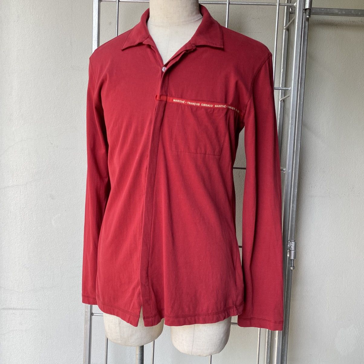 Marithe + Francois Girbaud MARITHE FRANÇOIS GIRBAUD Red Zip-Detail Long Sleeve Shirt Size US L / EU 52-54 / 3 - 18 Thumbnail