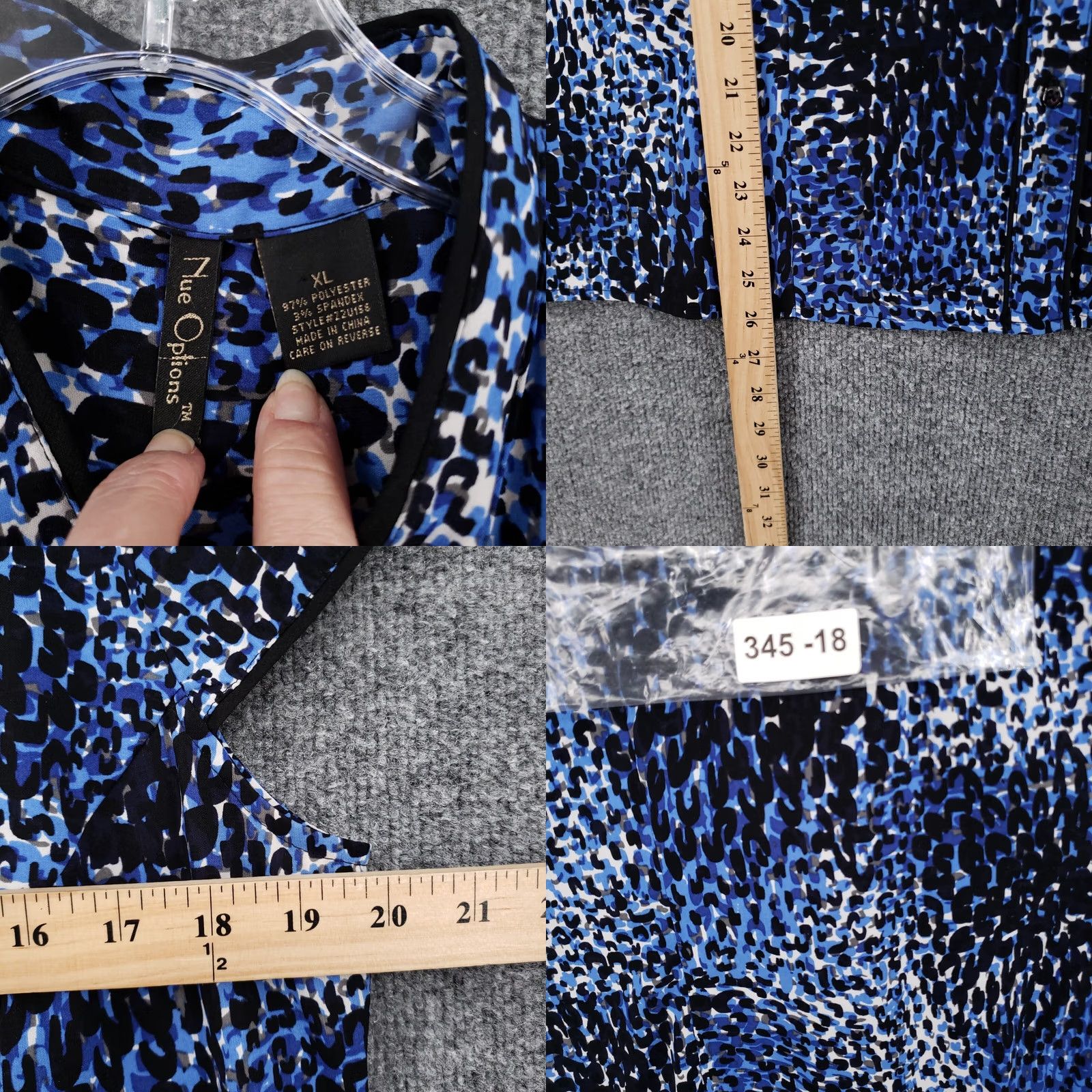Vintage Nue Options Shirt Womens XL Blue Button Up Leopard Collared Sleeveless Polyester Size XL / US 12-14 / IT 48-50 - 8 Thumbnail