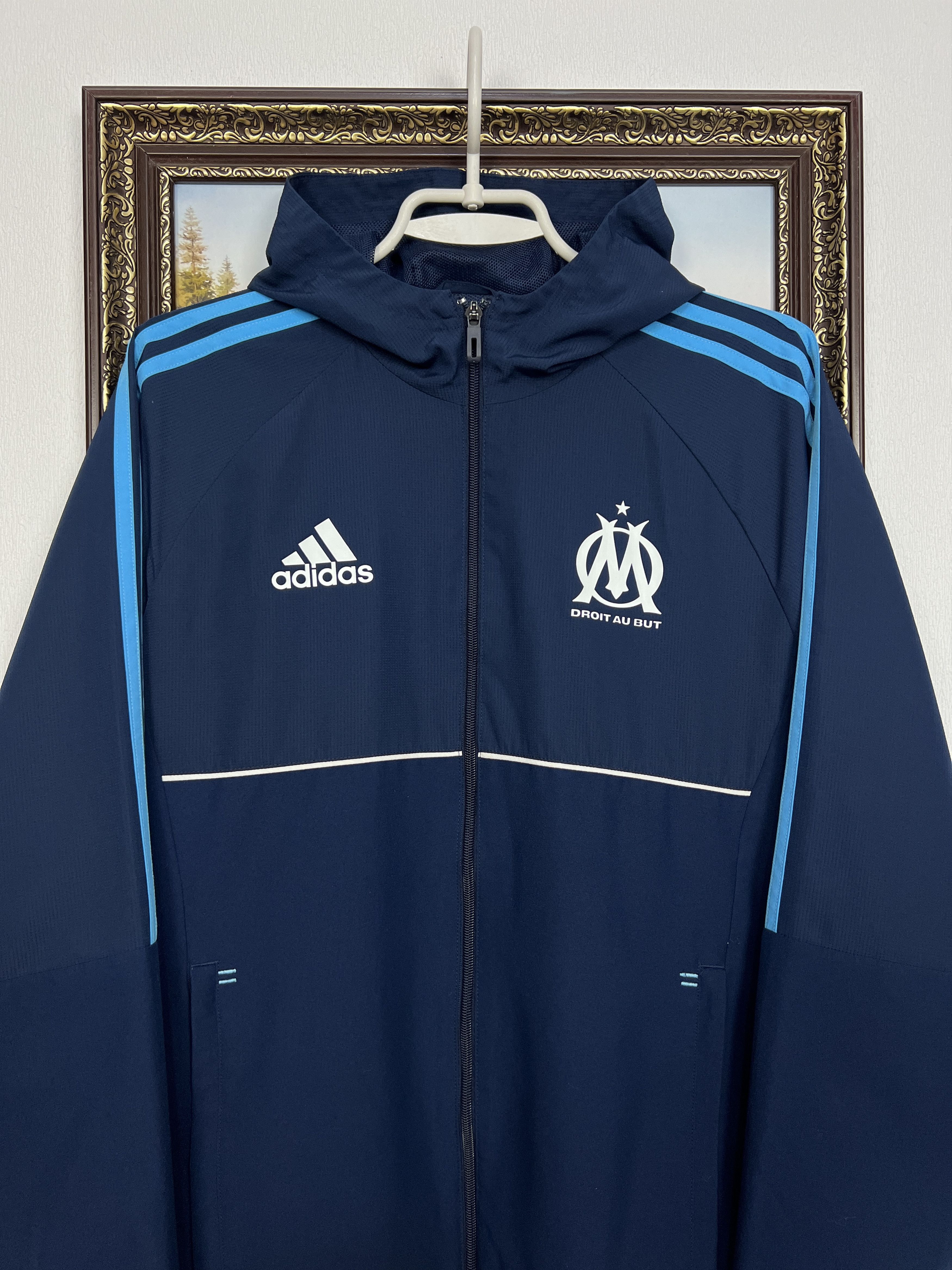 Adidas Marseille Football Jacket Soccer Track Top Hooded Rare Sport Size US M / EU 48-50 / 2 - 2 Thumbnail