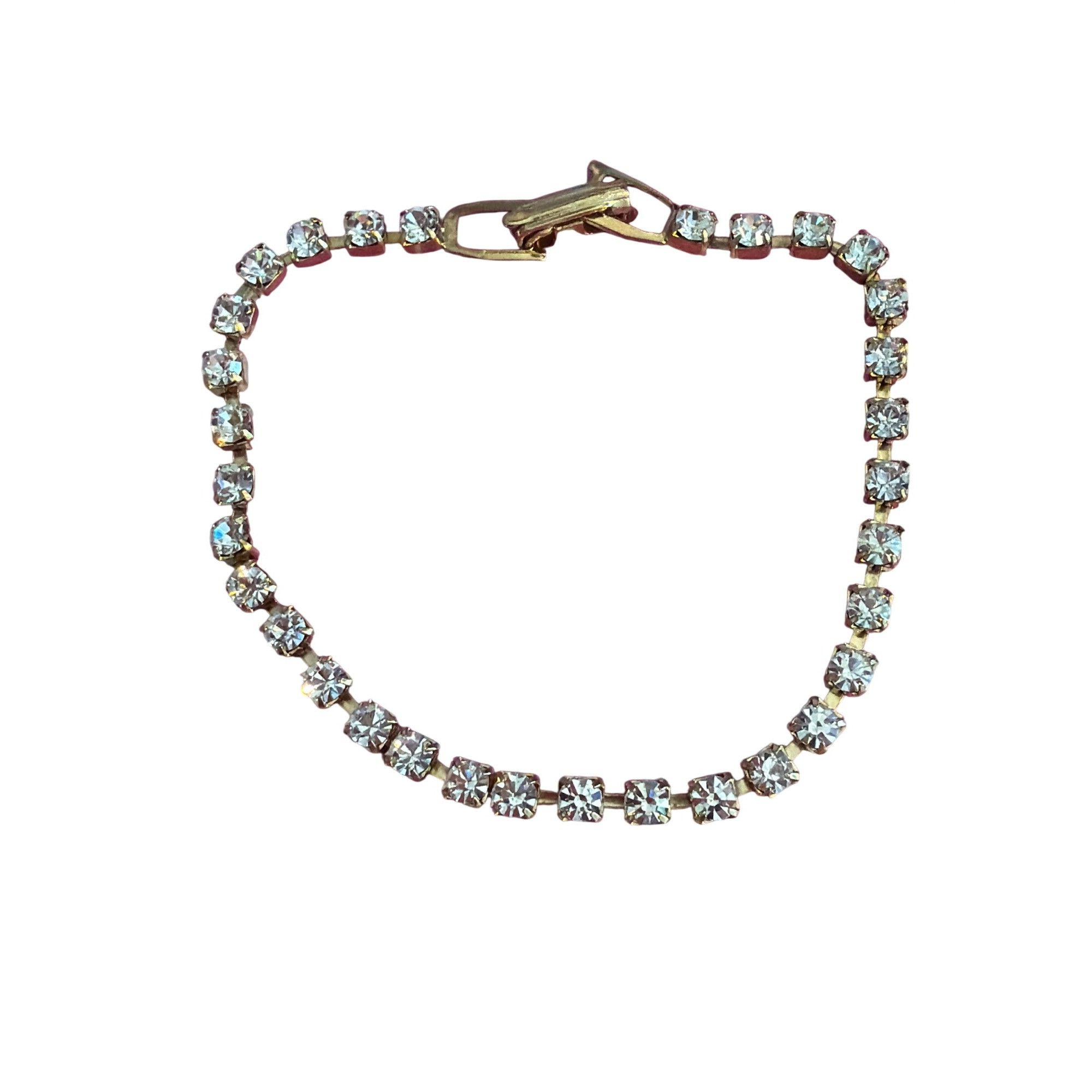 Other Vintage Gold Tone Tennis Bracelet Round Clear Rhinestones Fo Size ONE SIZE - 2 Thumbnail