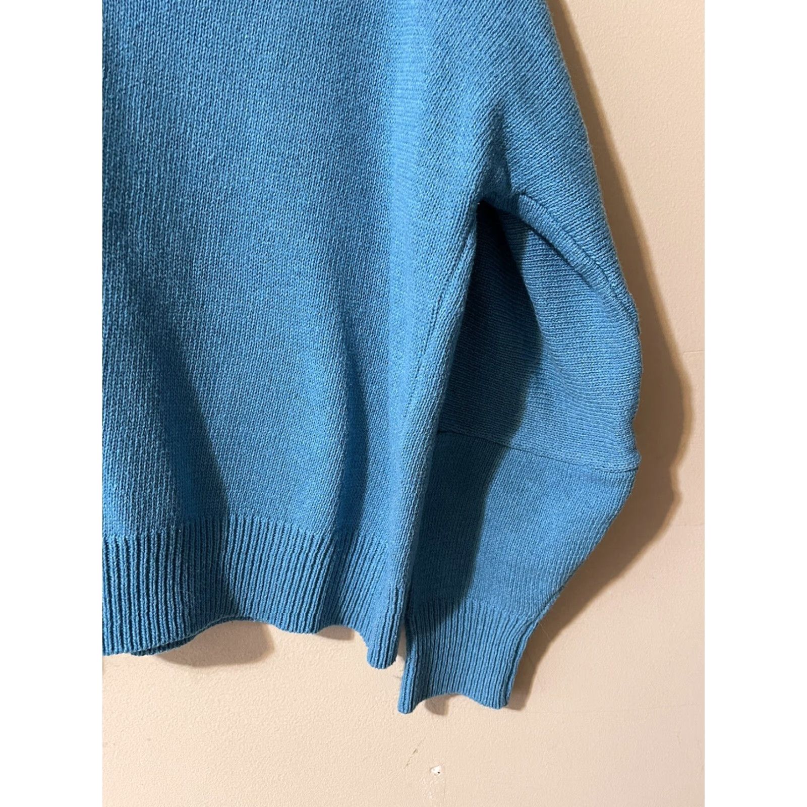 Vintage Miss Look Women's S Turquoise Cotton V-Neck Oversized Pullover Sweater Shirt/ Sweater? Size S / US 4 / IT 40 - 4 Thumbnail