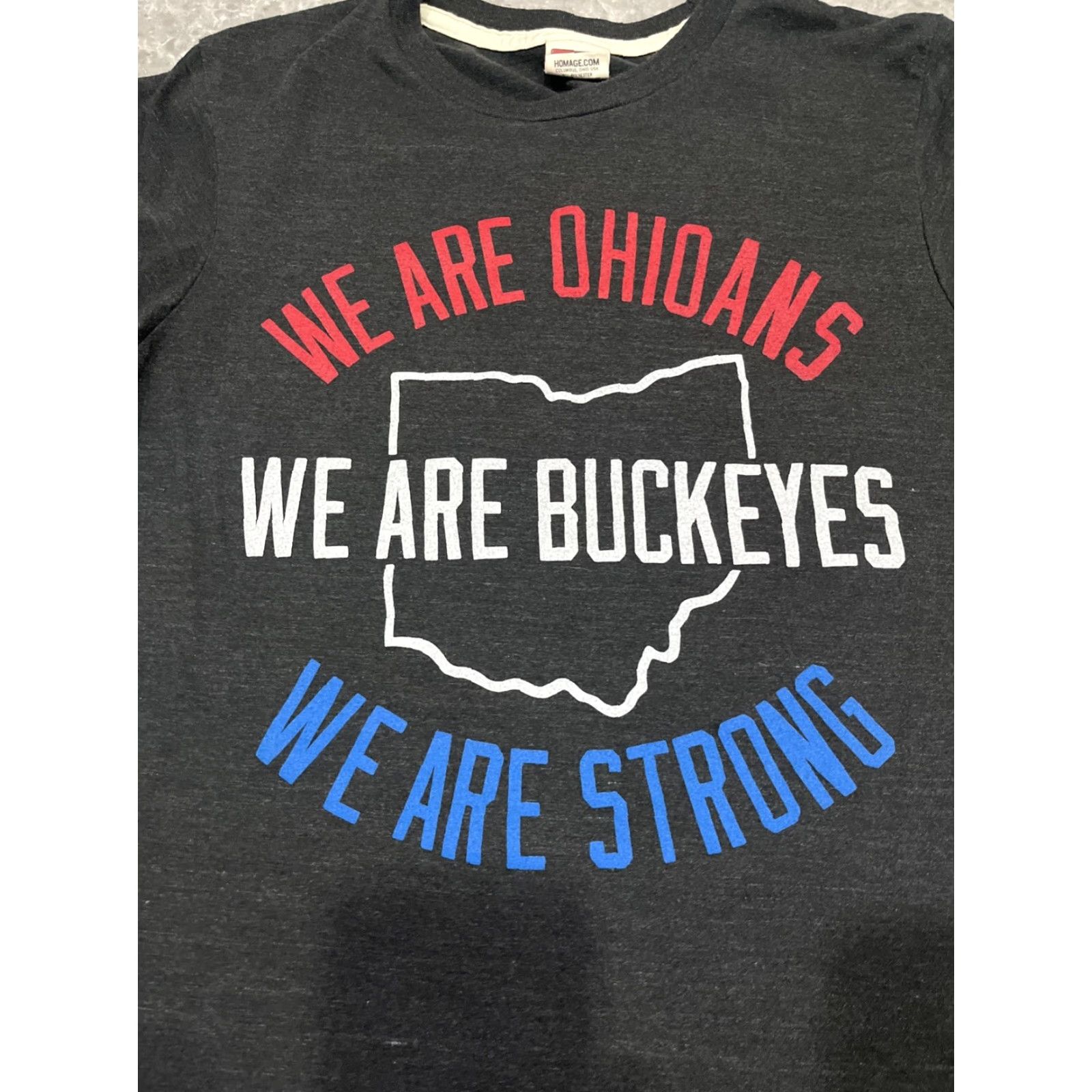 Area HOMAGE T-Shirt Unisex Adults Crew Neck Short Sleeve Multicolor Logo We Are Buckeyes We Are Ohioans We Are Strong EUC Small Size US S / EU 44-46 / 1 - 2 Thumbnail