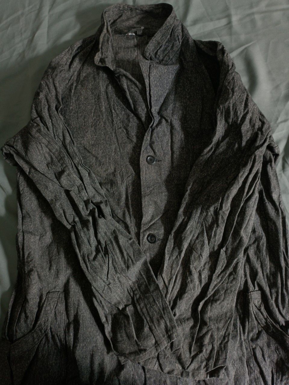 Long Clothing Vintage 1950s France Blouses / Salt & Pepper Sanfor Coat. Size US L / EU 52-54 / 3 - 6 Thumbnail