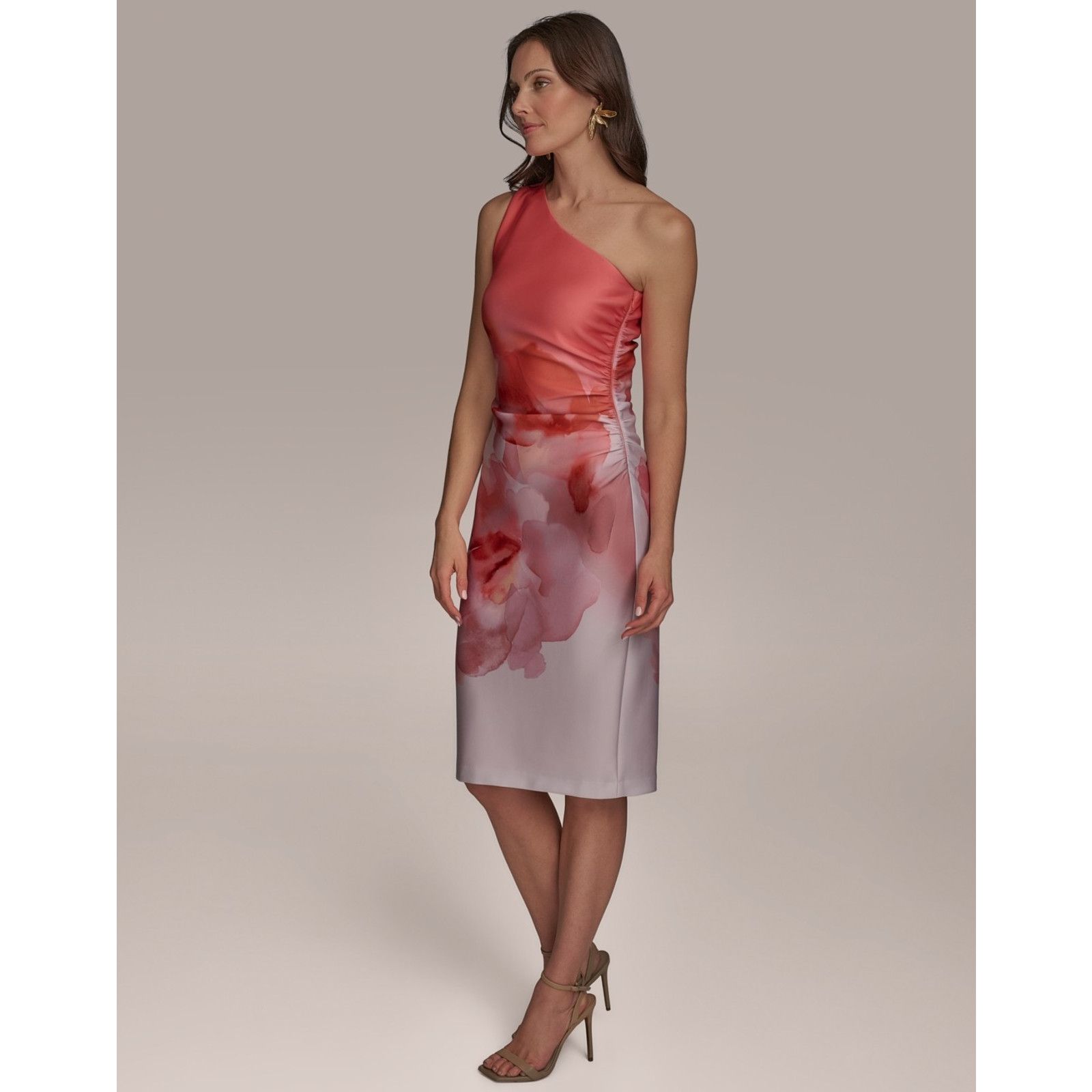 Donna Karan Donna Karan New York Womens One-Shoulder Midi Dress 16 Size XXL / US 16-18 / IT 52-54 - 4 Thumbnail