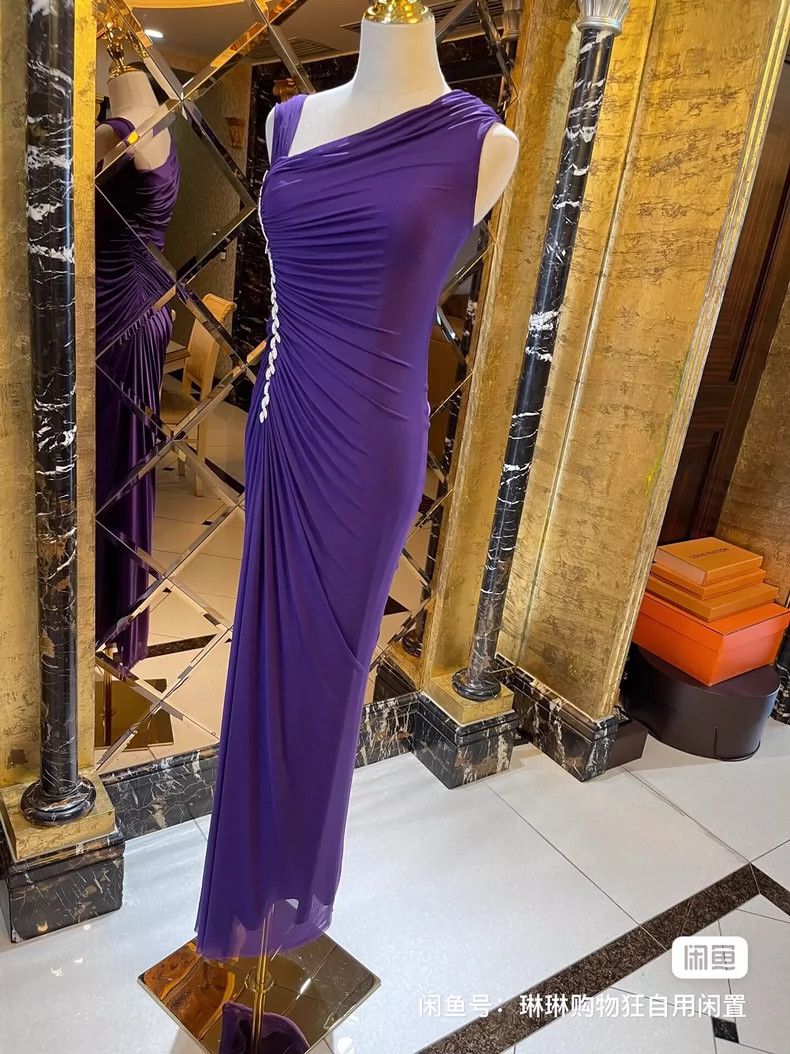 Versace Versace Violet Three-dimensional Pleated Mesh Rhinestone D Size M / US 6-8 / IT 42-44 - 2 Thumbnail