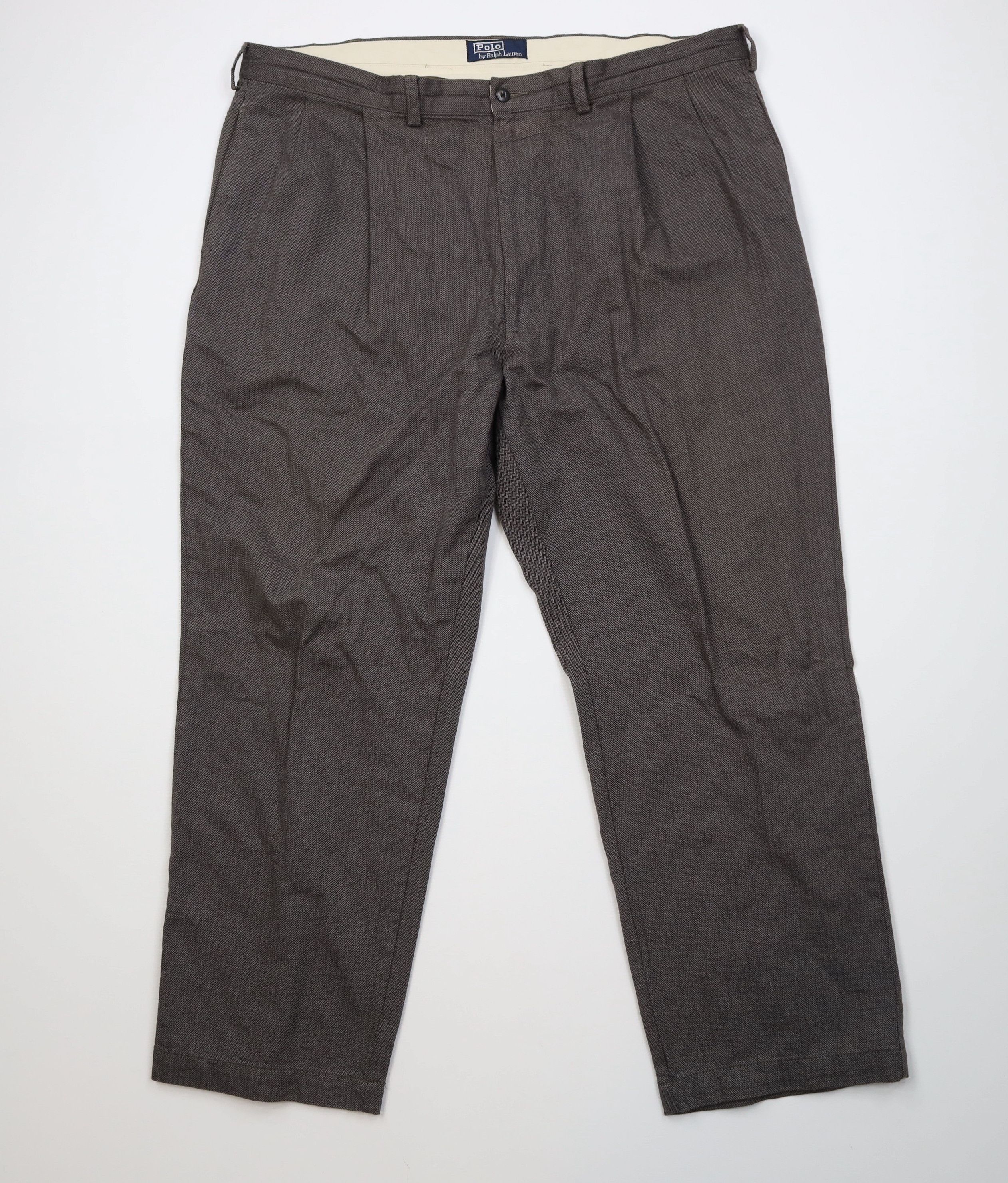 Polo Ralph Lauren Vintage 90s Ralph Lauren Herringbone Wide Leg Chino Pants Size US 42 / EU 58 - 1 Thumbnail
