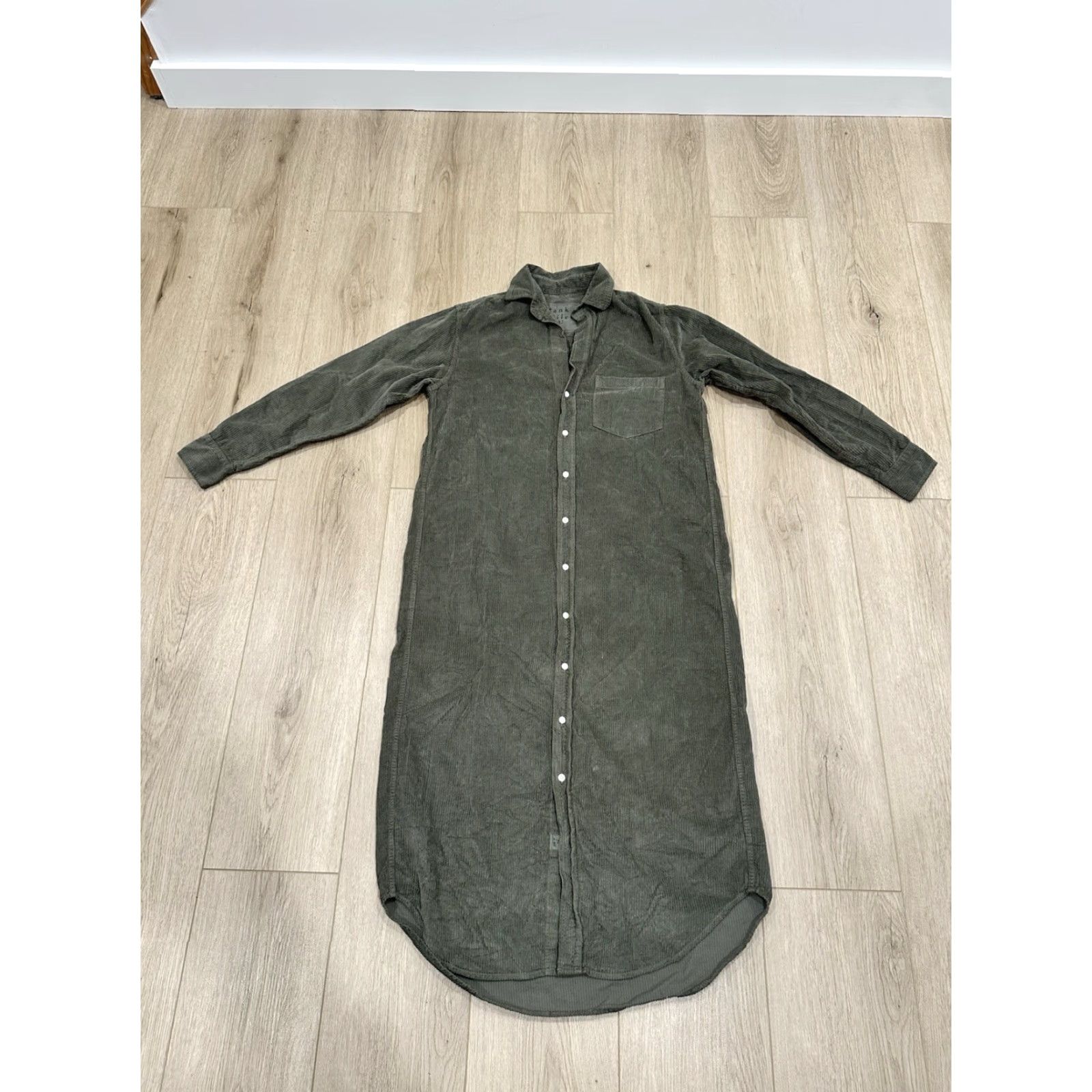 Frank & Eileen Frank & Eileen Rory Corduroy Maxi Shirtdress Long-Sleeve Green Cotton XS Dress Womens Regular Vintage No Size XS / US 0-2 / IT 36-38 - 2 Thumbnail