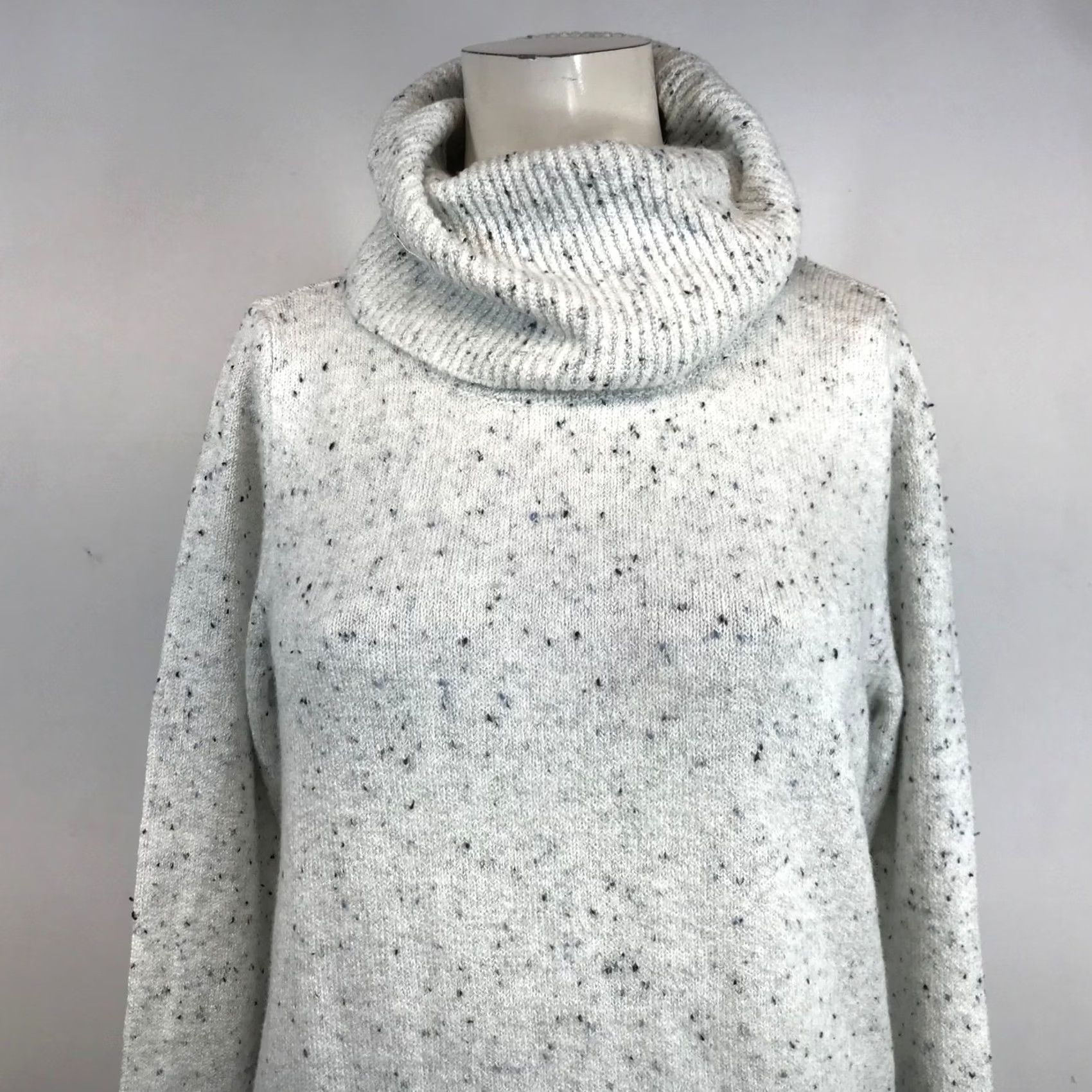 Loft VINTAGE LOFT Womens Gray Speckled Penguin Graphic Cowl Neck Knit Sweater S Size S / US 4 / IT 40 - 2 Thumbnail
