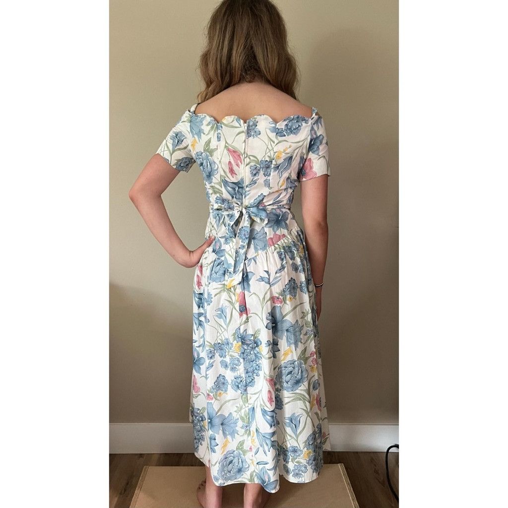 Vintage BNWT Deadstock 1980s Vtg Womens Spring Flowers Floral Dress Size L / US 10 / IT 46 - 4 Thumbnail
