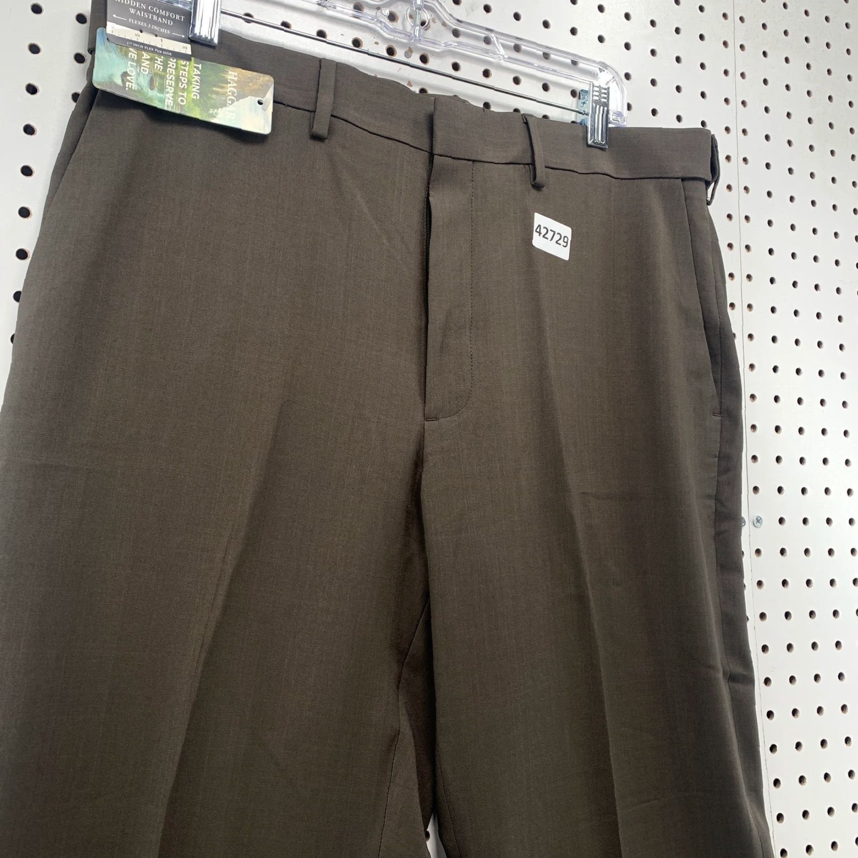 Haggar Haggar Dress Pants Mens 36X30 Brown Hidden Comfort Classic Fit NWT NEW Size US 36 / EU 52 - 3 Thumbnail