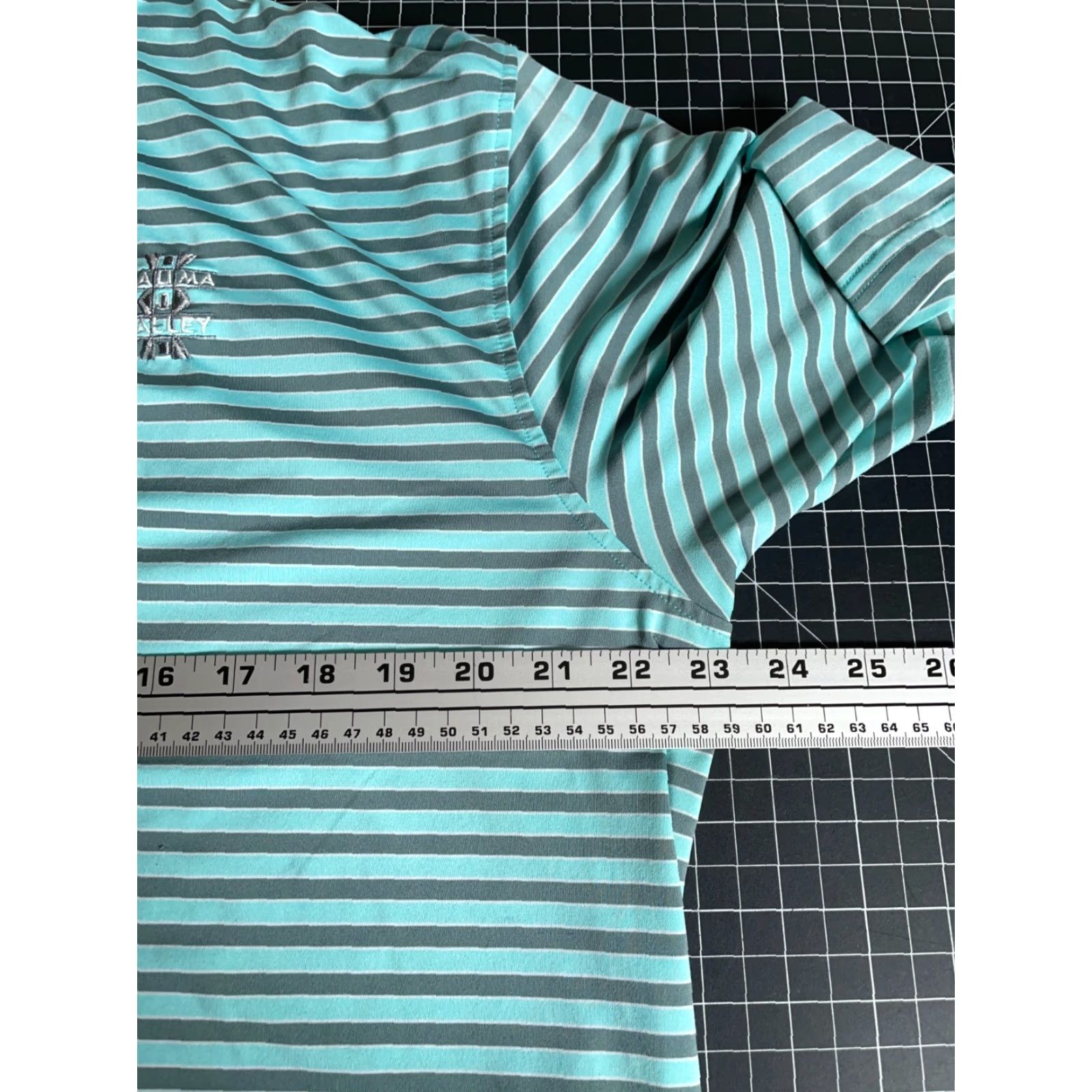Vintage Straight Down Performance Polo Shirt Adult Large Green Stripe Stretch Golf Size US L / EU 52-54 / 3 - 5 Thumbnail