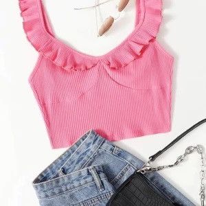 Other Pink ruffle crop tank Size S / US 4 / IT 40 - 1 Thumbnail