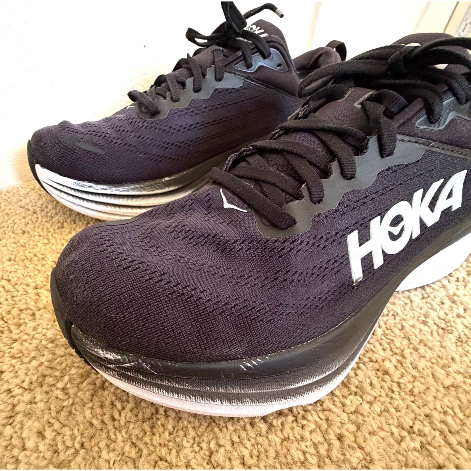 Hoka Hoka Bondi 8 Wide Black White Men's Road Running Sneakers Size US 8 / EU 41 - 7 Thumbnail