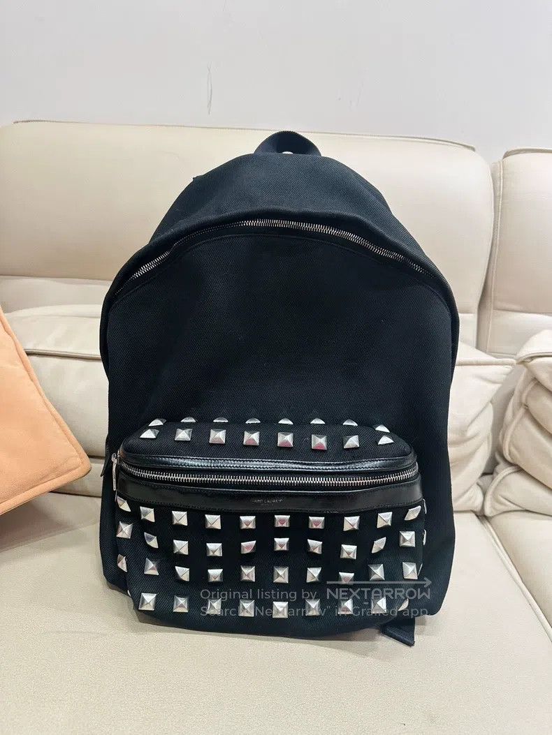 Saint Laurent Paris Saint Laurent Paris Studded Backpack Canvas Backpack Size ONE SIZE - 1 Thumbnail