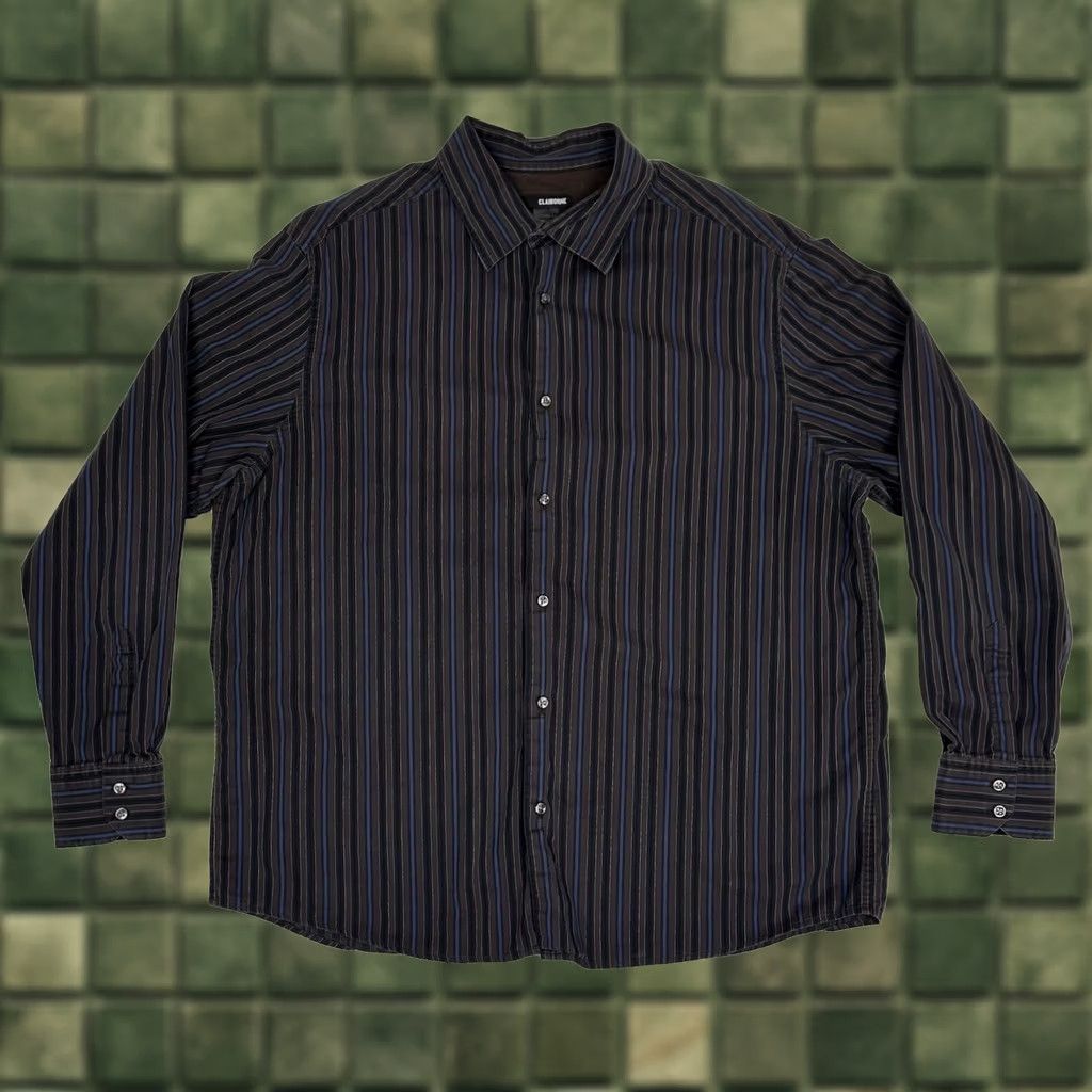 Liz Claiborne Claiborne Button Shirt Long Sleeve Striped Cotton Modern Fit Men's Adult Sz 2XL Size US XXL / EU 58 / 5 - 1 Thumbnail