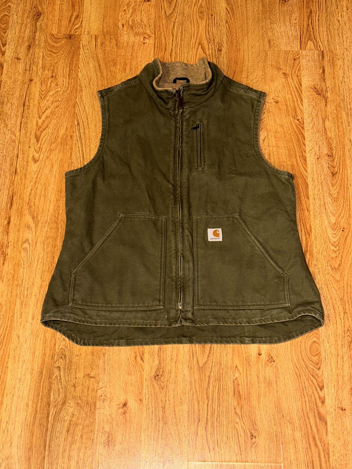 Carhartt CARHARTT WV001 LOV SHERPA LINED CANVAS VEST OLIVE GREEN LRG Size L / US 10 / IT 46 - 1 Thumbnail