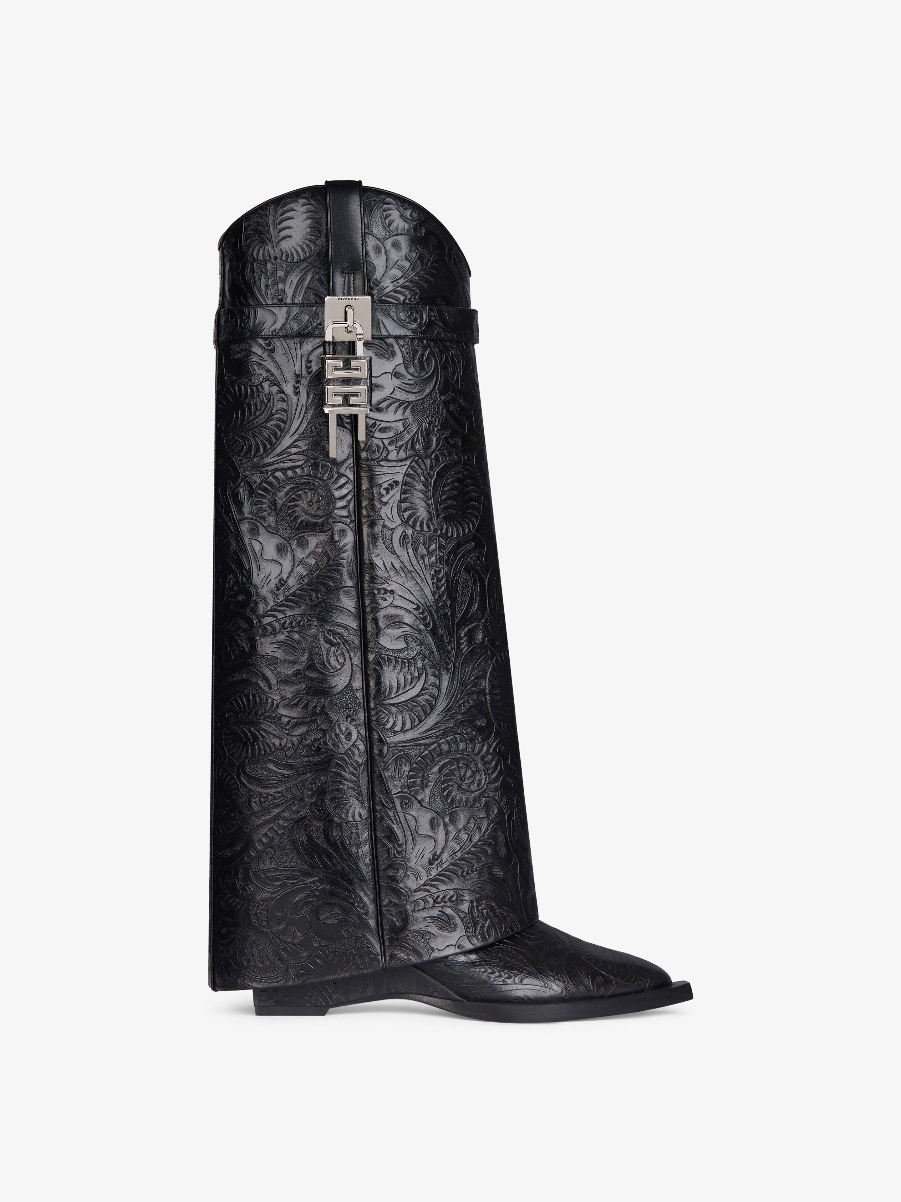 Givenchy o1srvl11e0525 Shark Lock Cowboy High Boots 60mm in Black Size US 11 / IT 41 - 6 Thumbnail