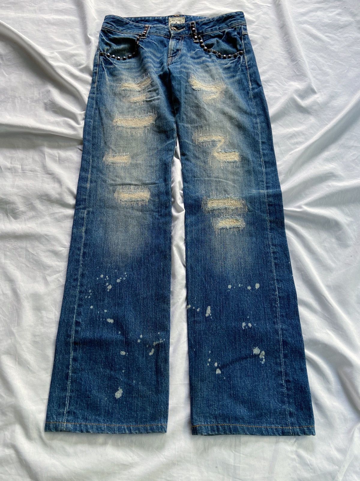 PPFM COOK JEANS #E99 DISTRESSED PUNK DENIM Size US 31 - 1 Thumbnail