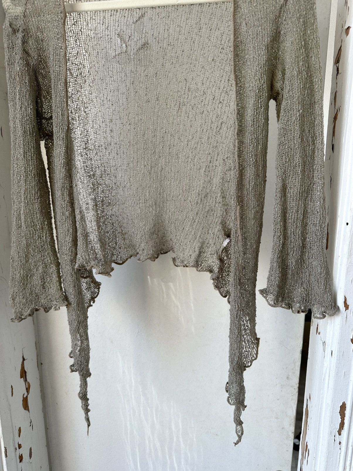 Vintage Vintage Mesh Khaki Kardigan Poncho Size M / US 6-8 / IT 42-44 - 3 Thumbnail