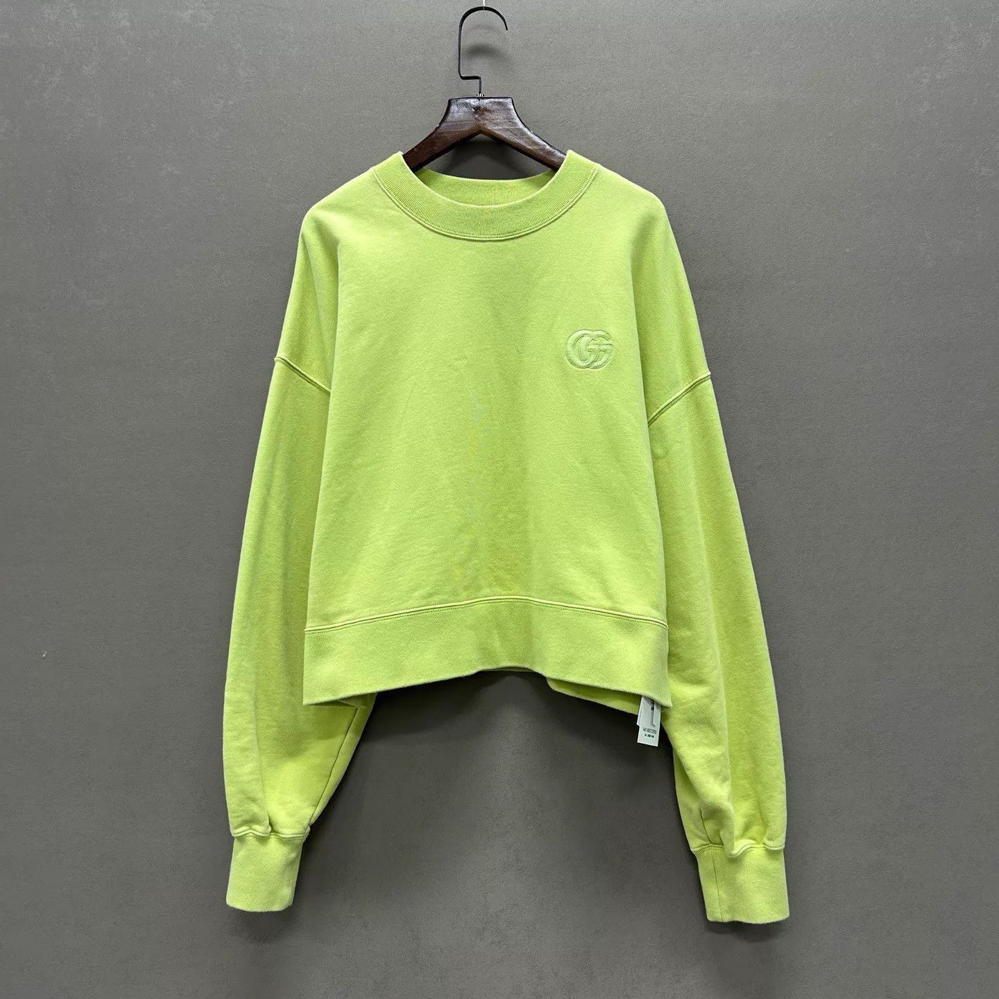Gucci Green Oversized Cropped Sweatshirt Size US M / EU 48-50 / 2 - 1 Thumbnail