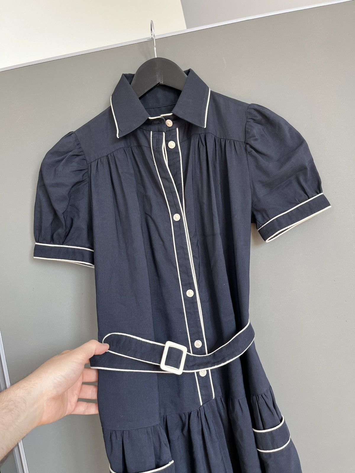 Other Martin Grant Vintage Style PinUp Long Navy Blue Dress Size XS / US 0-2 / IT 36-38 - 5 Thumbnail