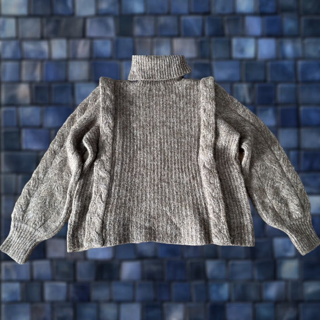 Vintage Object Sweater Womens Large Brown Cable-Knit Turtleneck Pullover Size L / US 10 / IT 46 - 1 Thumbnail