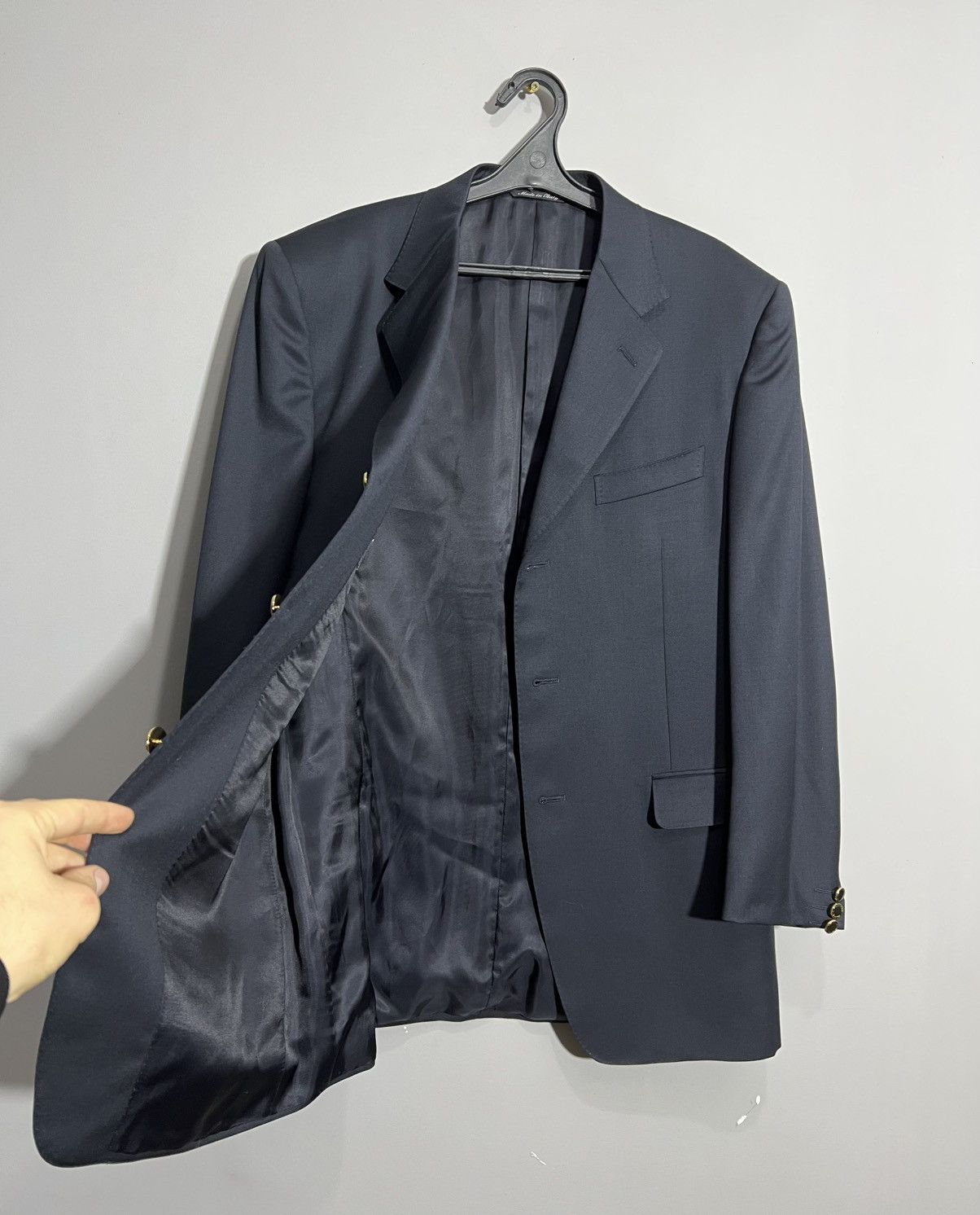 Canali × Vintage Vintage Canali Navy Blue Wool Blazer Gold Button Jacket Size 40L - 8 Thumbnail