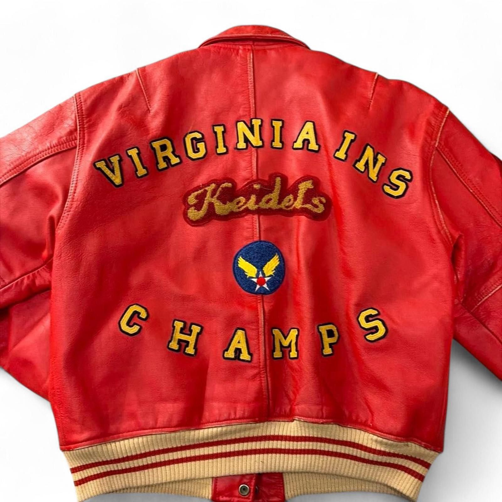 Avirex Avirex - XS Red Leather Varsity Jacket Virginia Ins. Size US XS / EU 42 / 0 - 8 Thumbnail