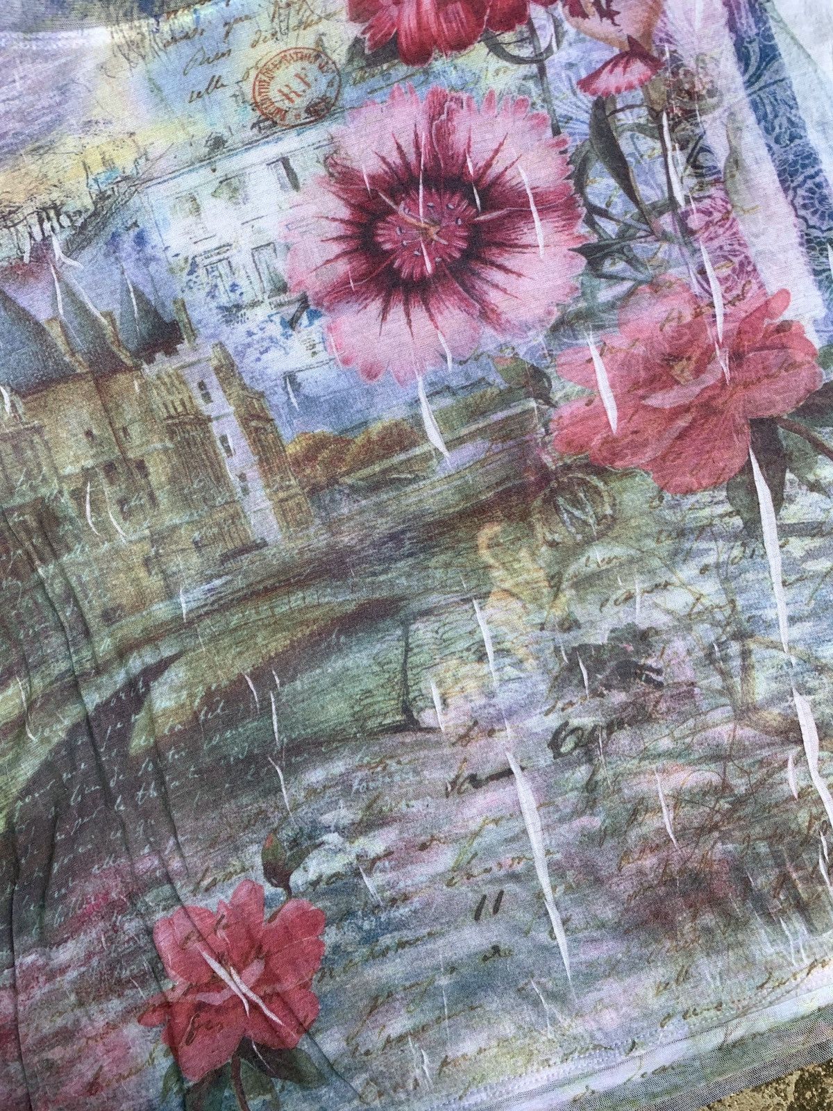 Japanese Brand y2k Caia USA Floral and City View Art Multifabric Blouse Size L / US 10 / IT 46 - 7 Thumbnail
