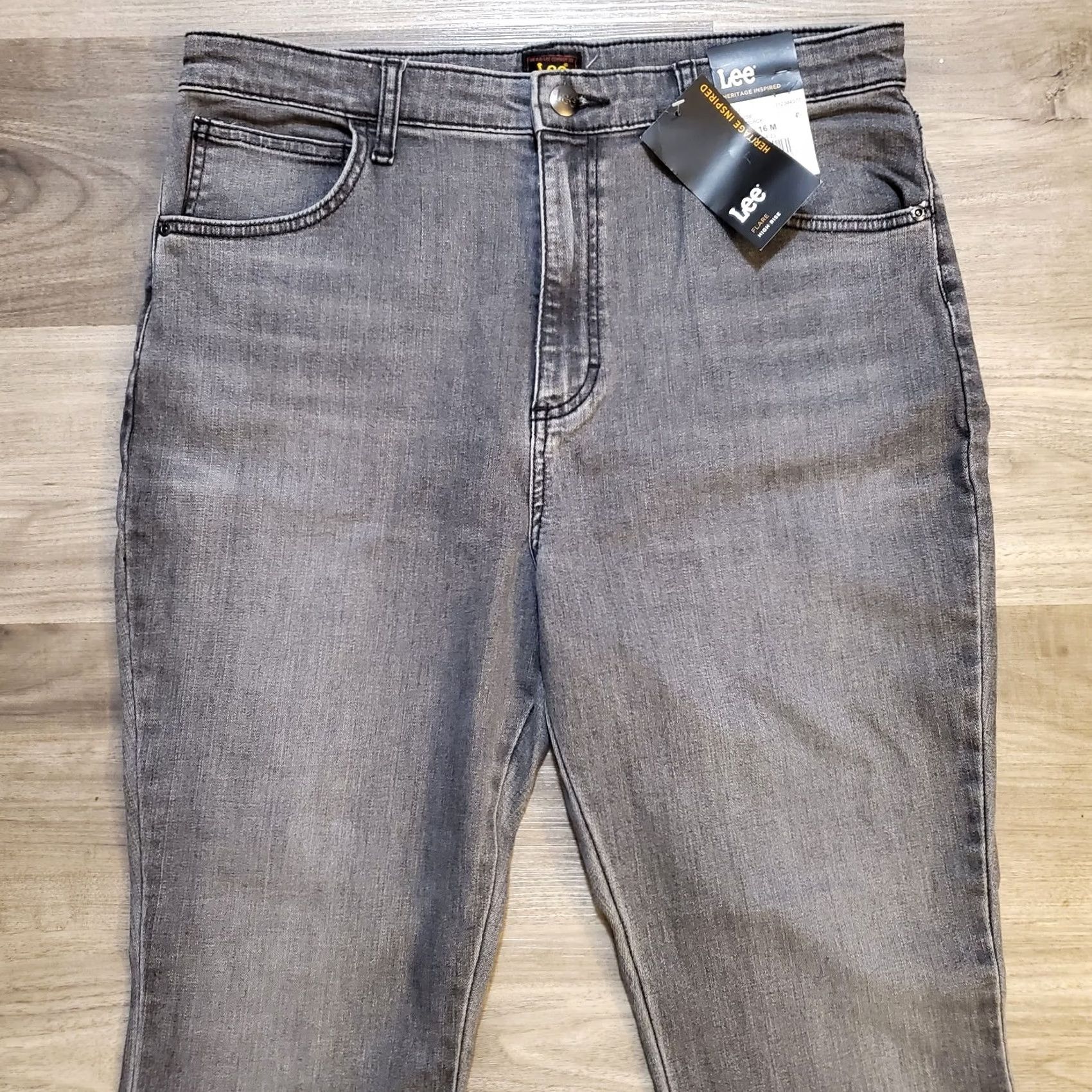 Lee Lee Jeans Womens 16 Gray NWT Tall High Rise Split Flare Hippie Boho Size 38" / US 16 / IT 52 - 5 Thumbnail